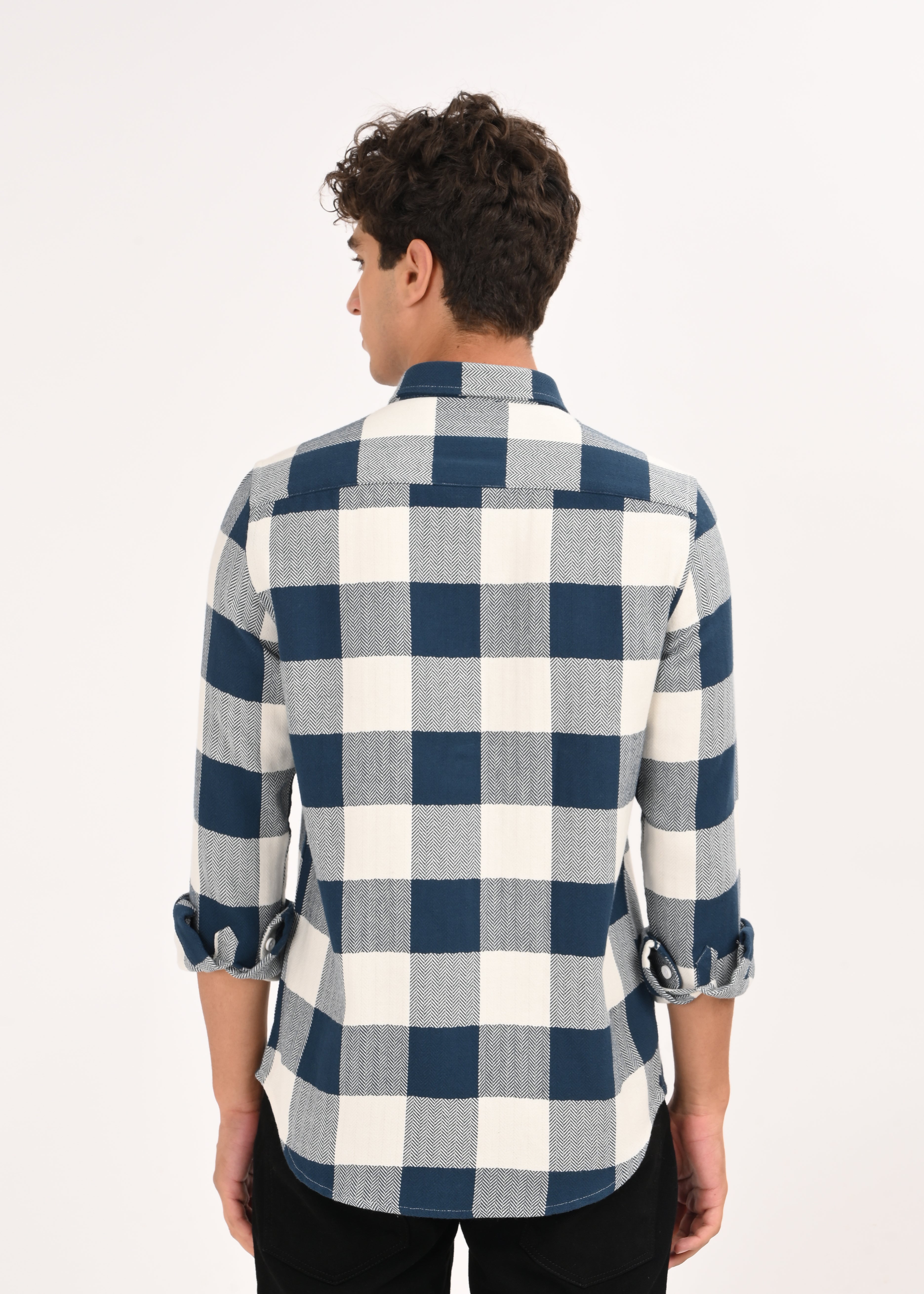 Men Blue Classic Bold Checked Shirt