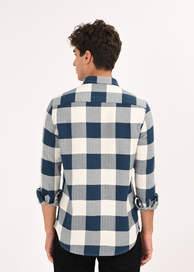 Men Blue Classic Bold Checked Shirt