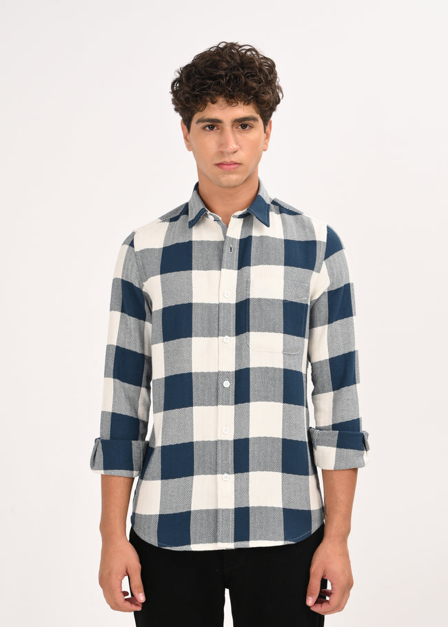 Men Blue Classic Bold Checked Shirt