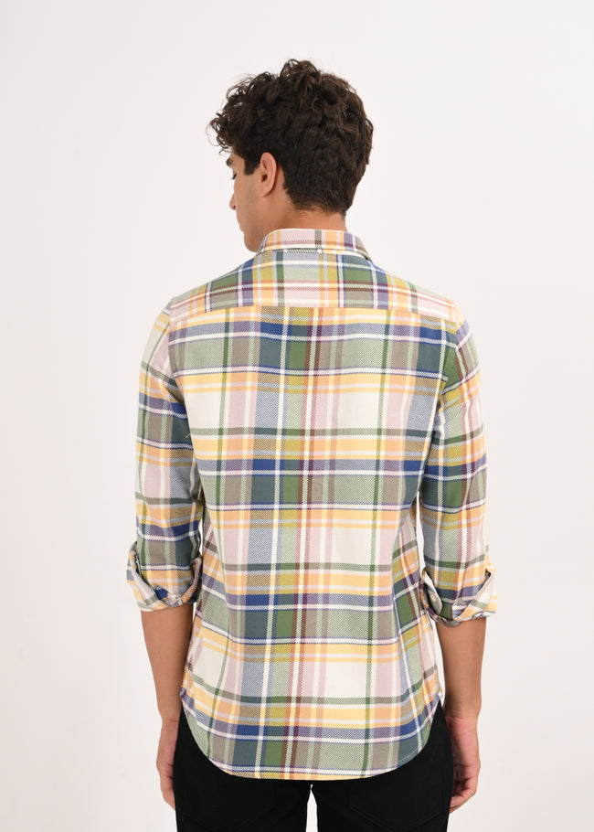 Men Yellow Classic Checked Shirt