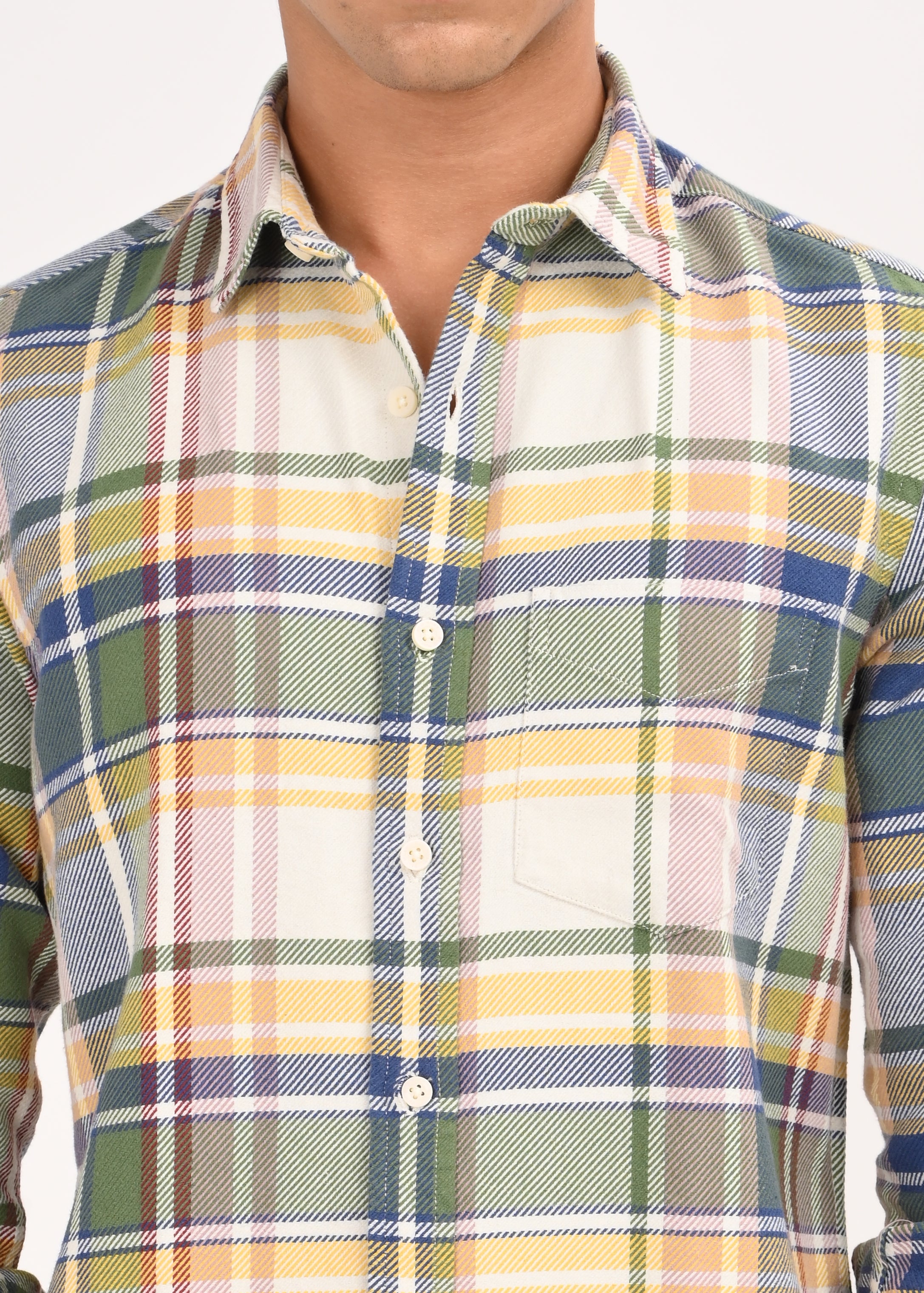 Men Yellow Classic Checked Shirt