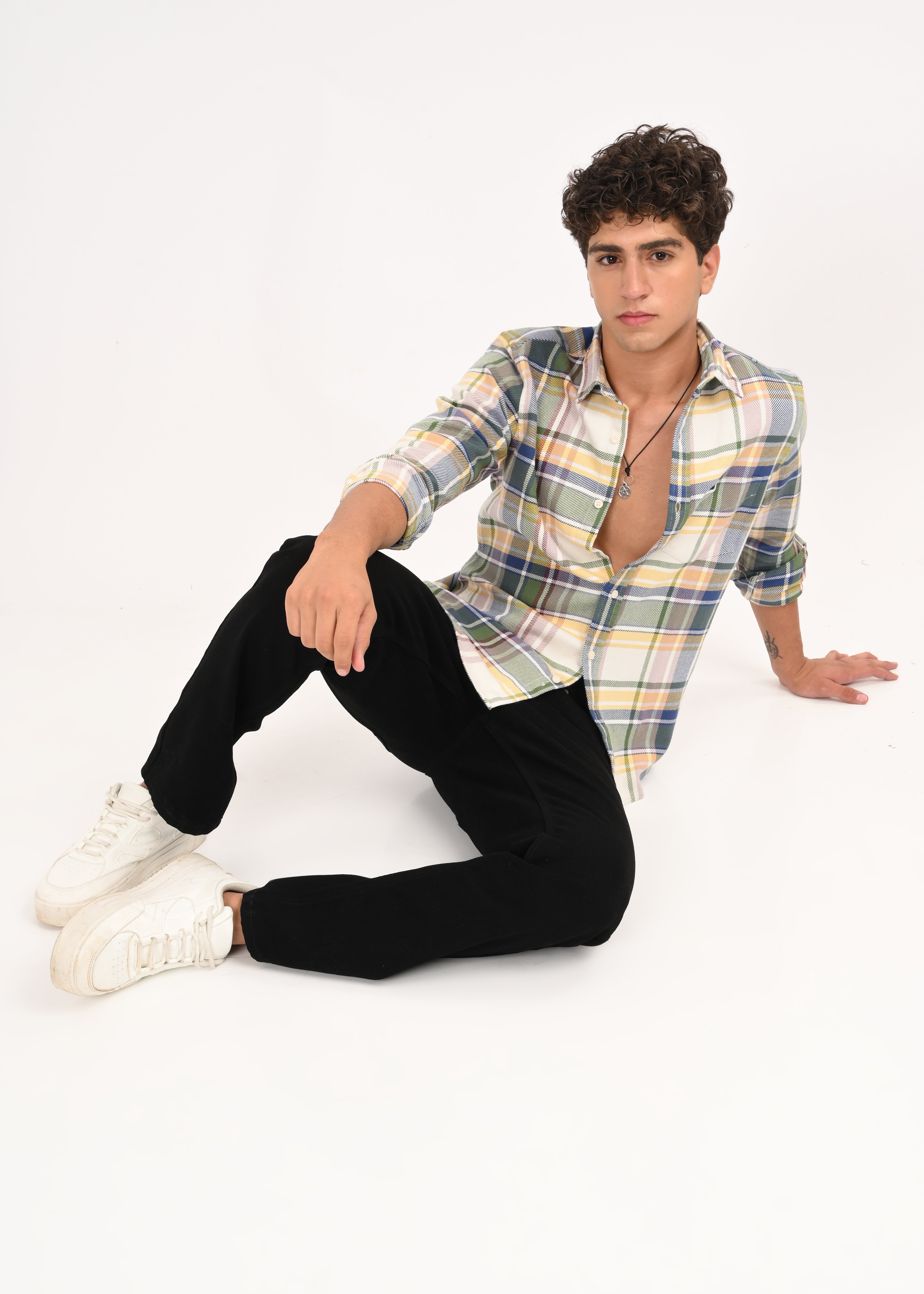 Men Yellow Classic Checked Shirt