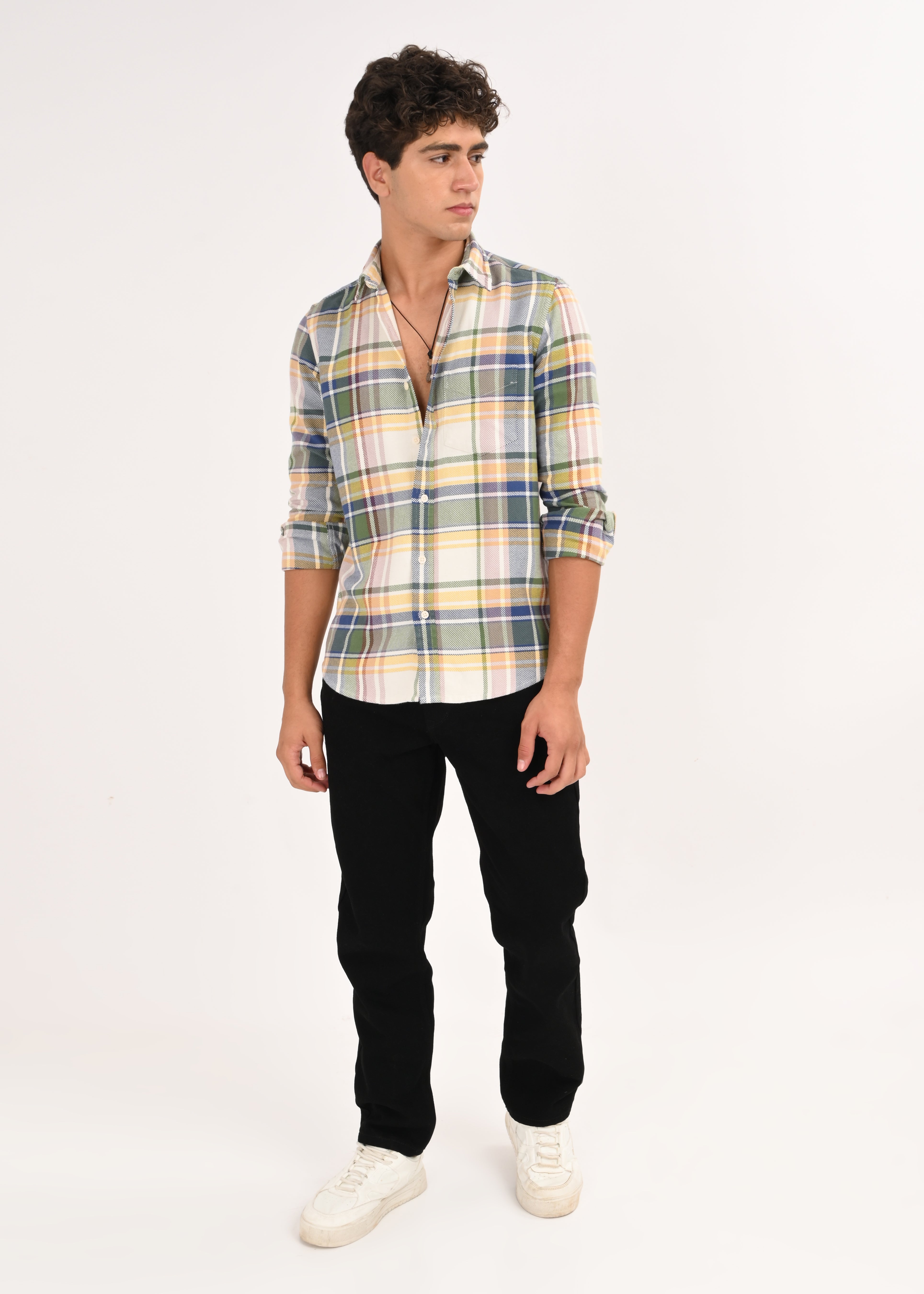 Men Yellow Classic Checked Shirt