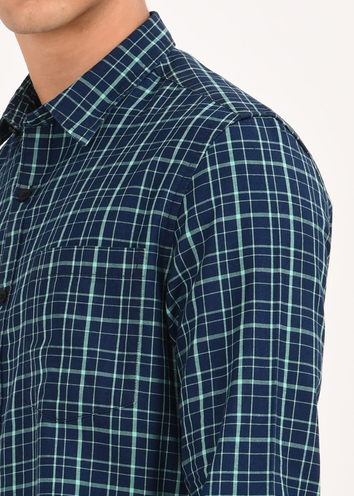 Men Green Dyed Checked Shirt