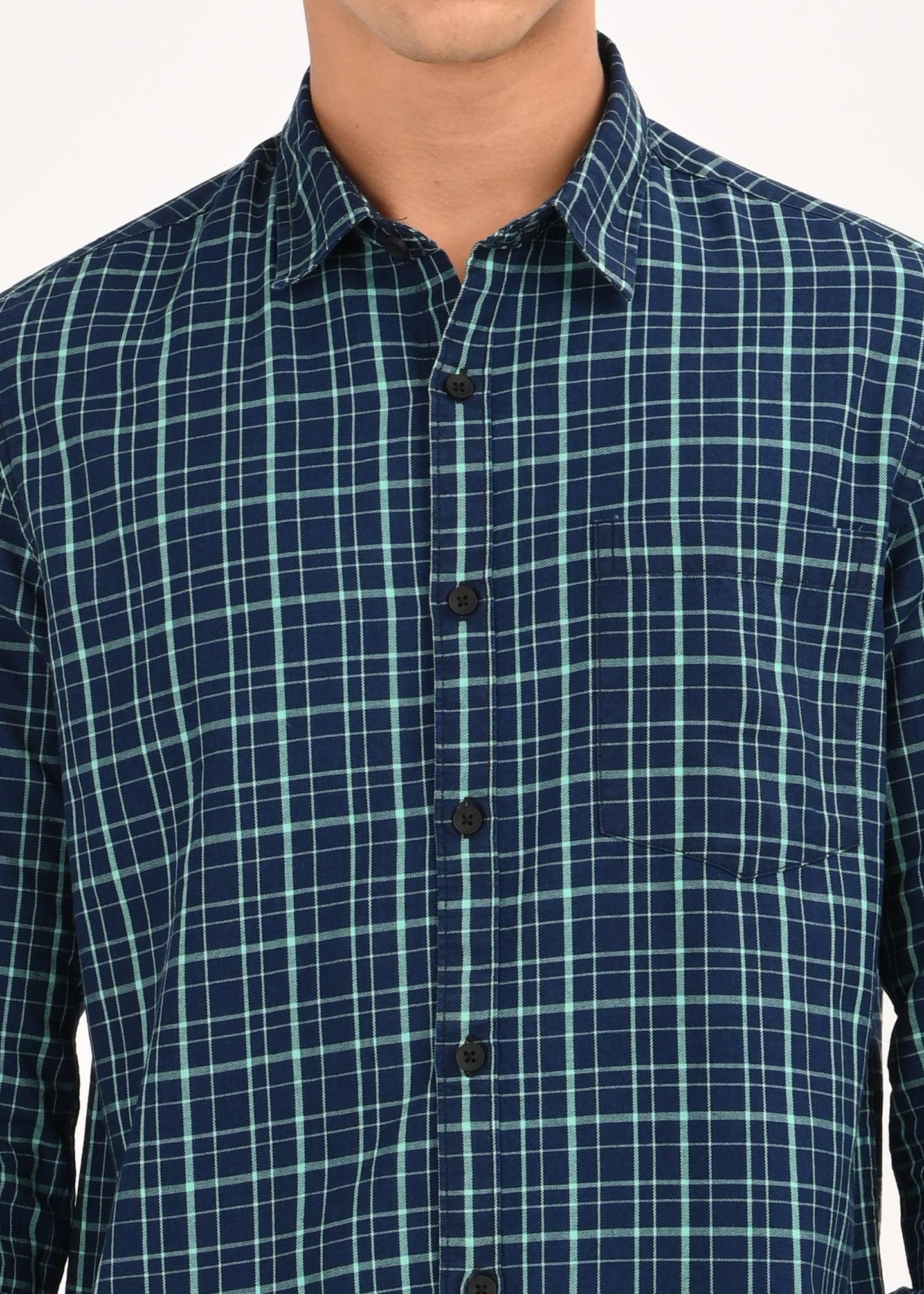 Men Green Dyed Checked Shirt