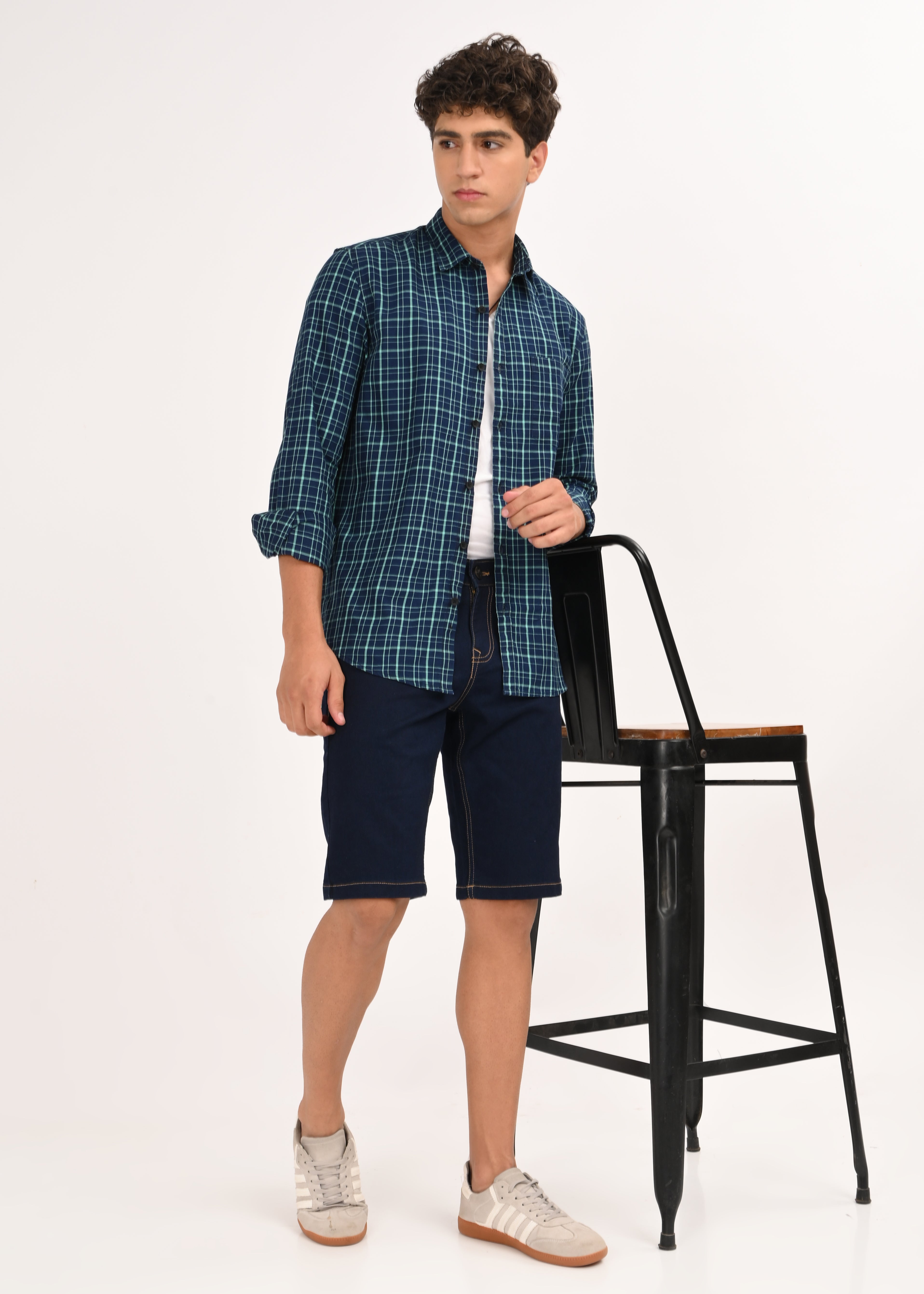 Men Green Dyed Checked Shirt