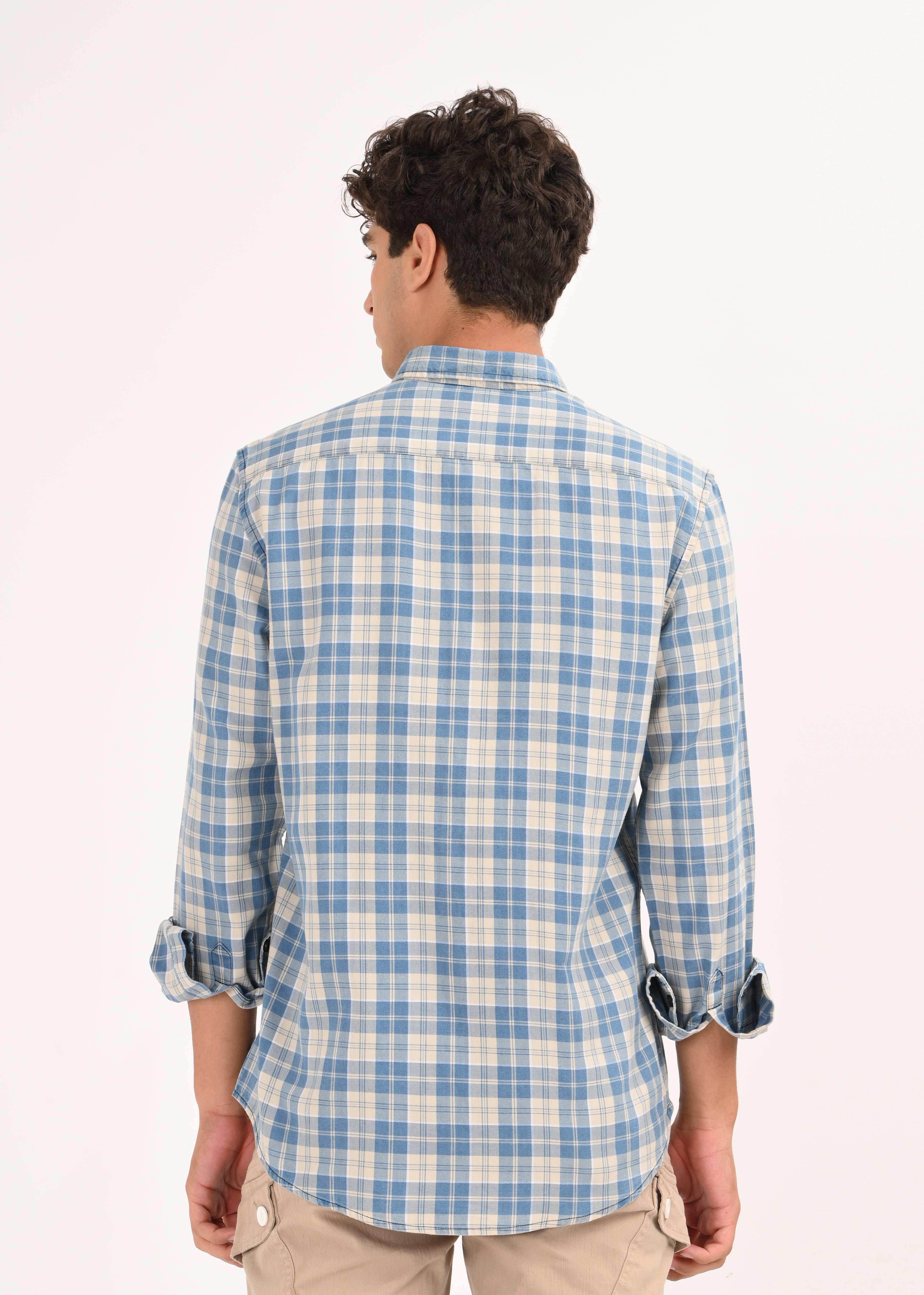 Men Indigo Dyed Checked Shirt