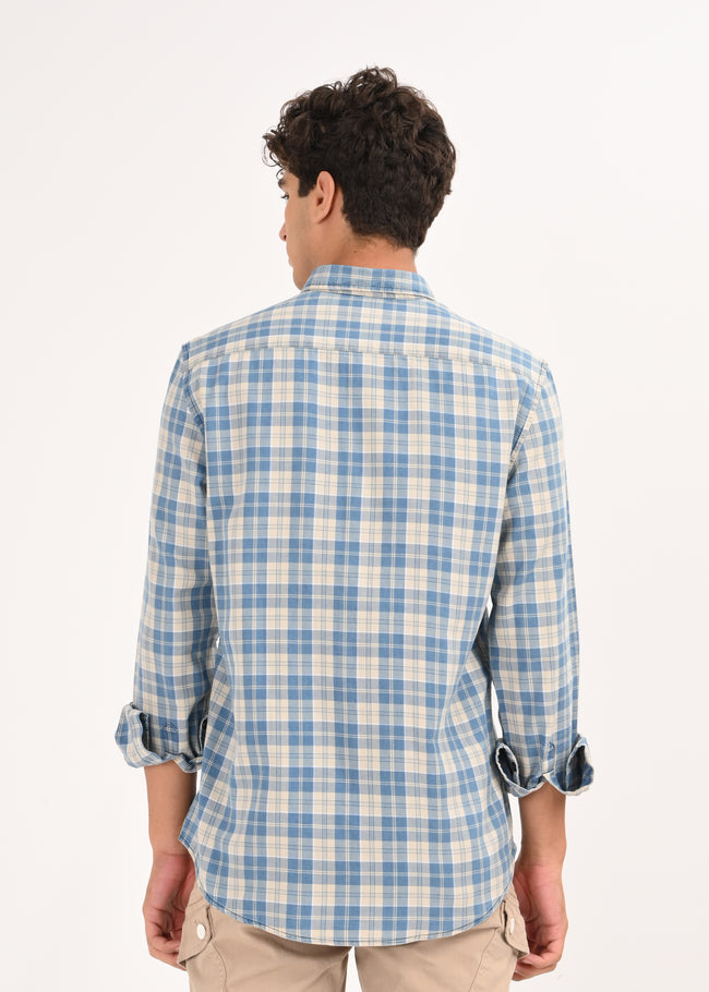 Men Indigo Dyed Checked Shirt