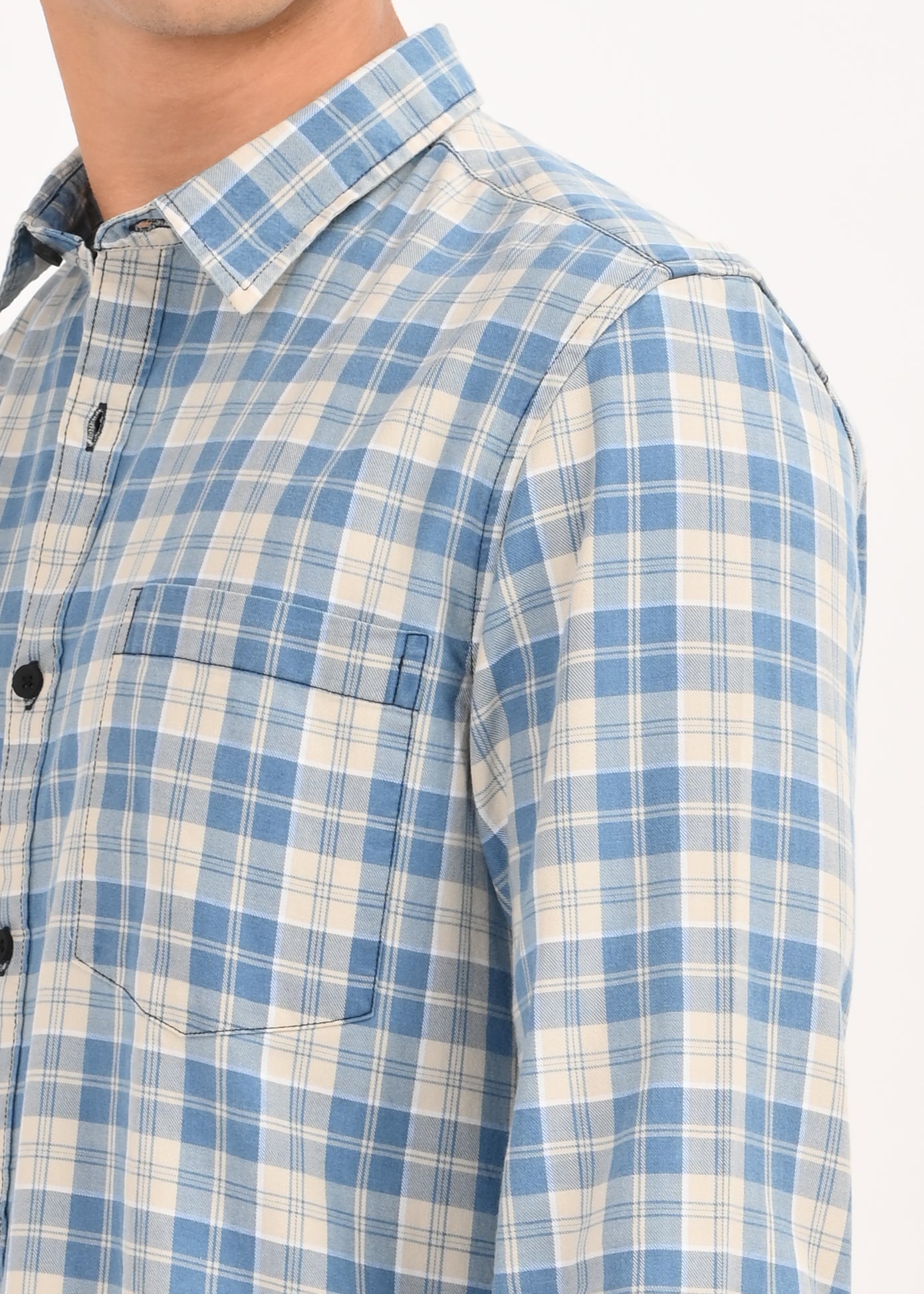 Men Indigo Dyed Checked Shirt