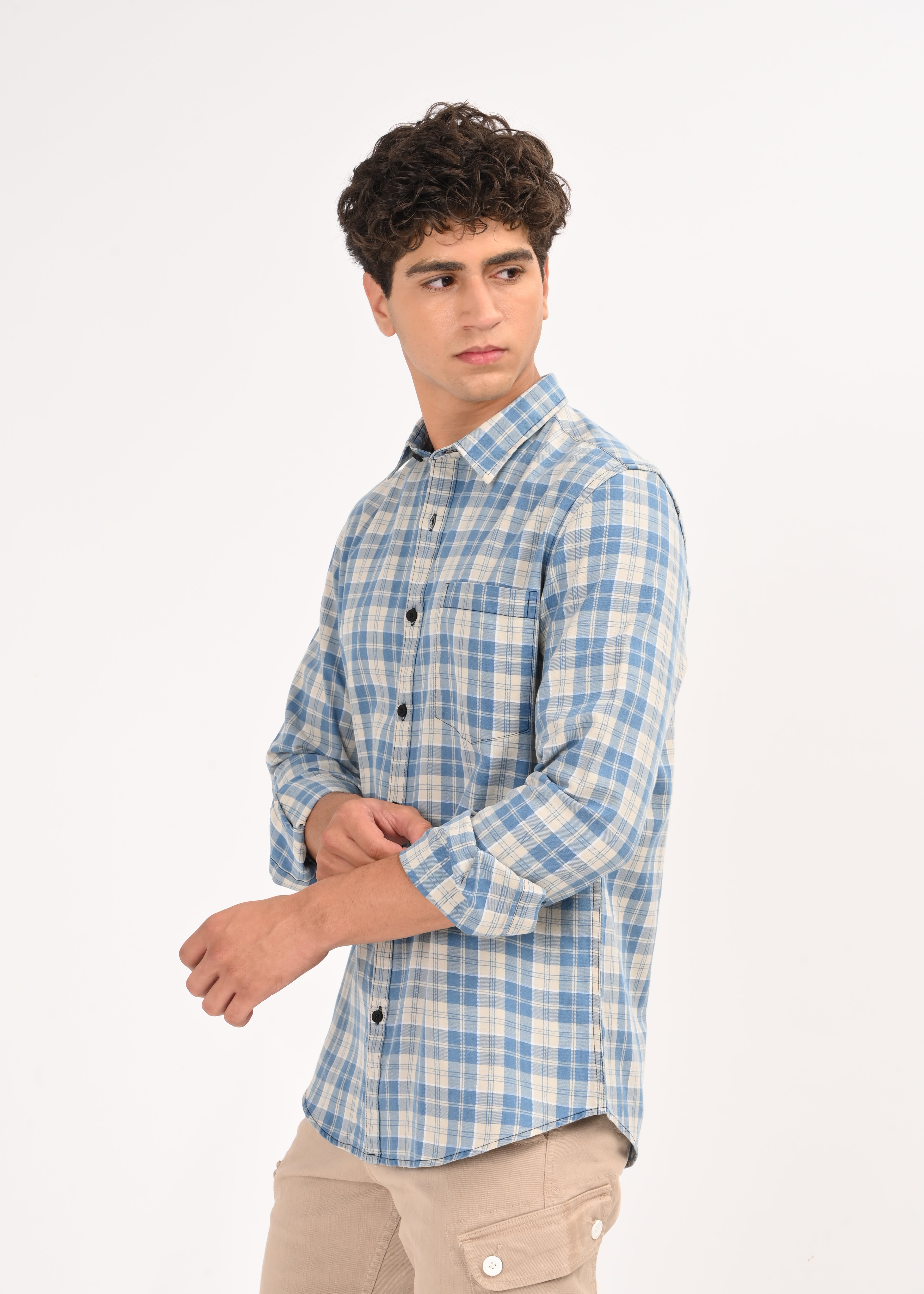 Men Indigo Dyed Checked Shirt