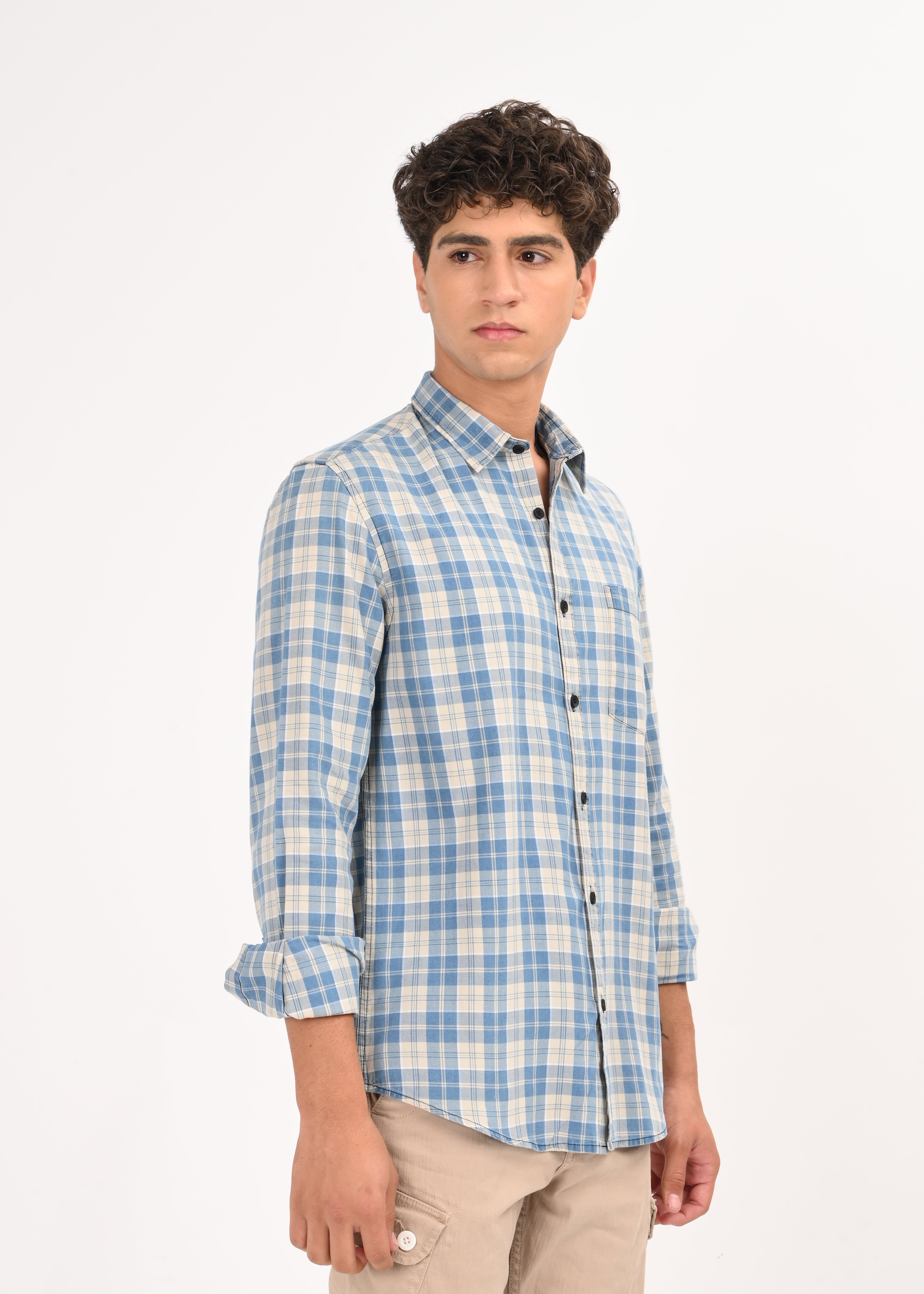 Men Indigo Dyed Checked Shirt