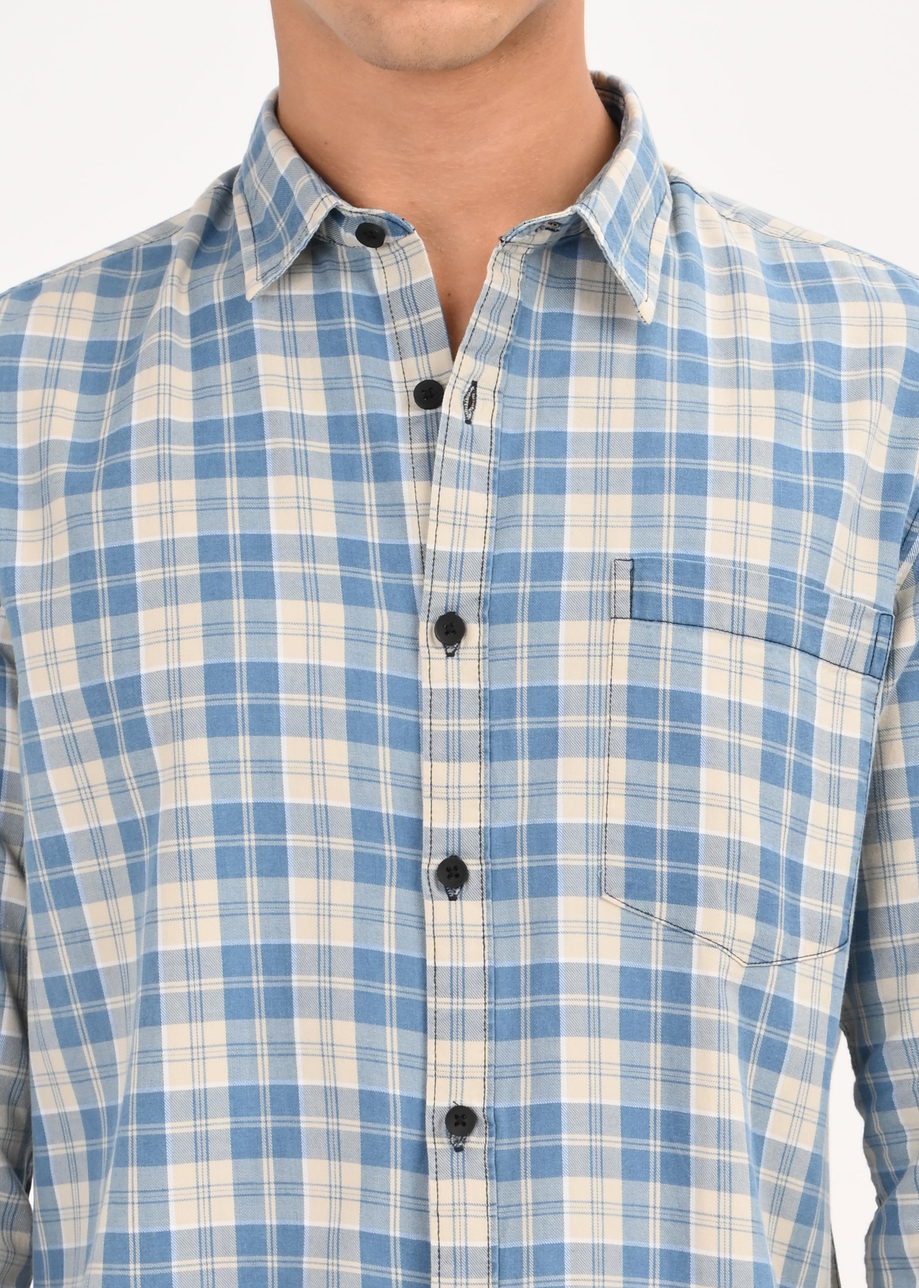 Men Indigo Dyed Checked Shirt