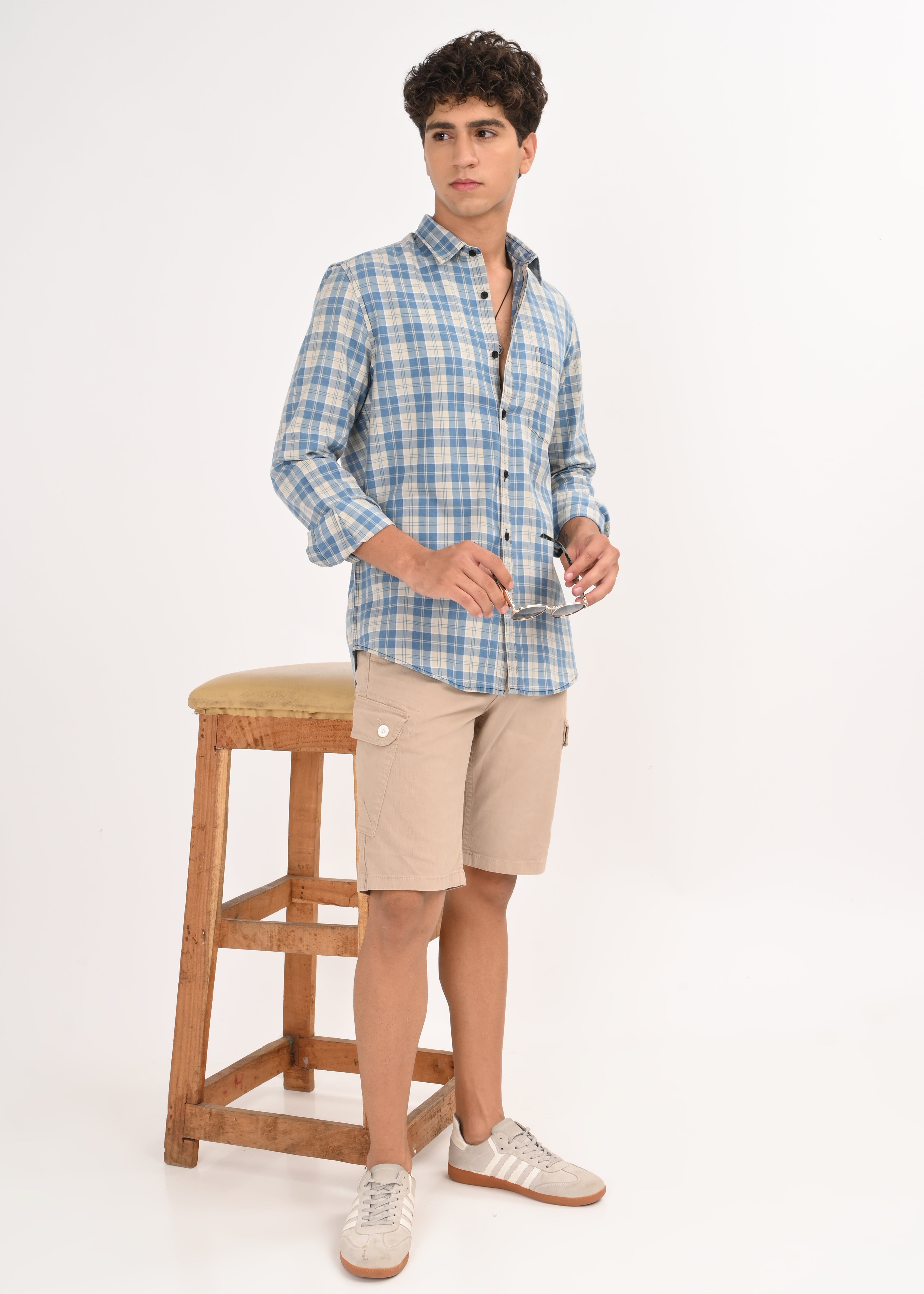 Men Indigo Dyed Checked Shirt