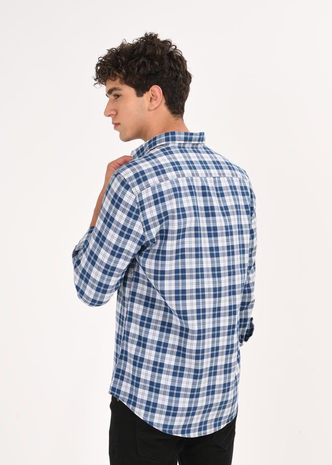 Men Blue Dyed Checked Shirt