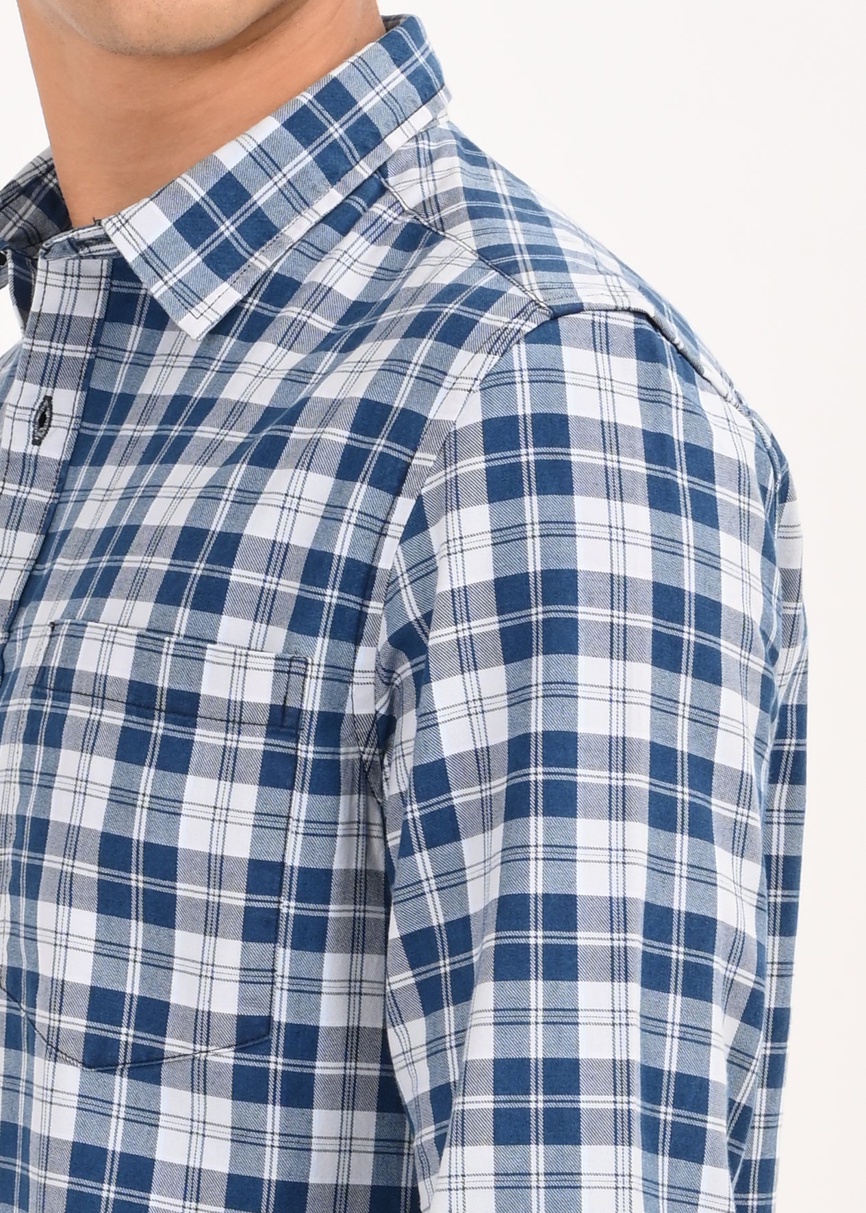 Men Blue Dyed Checked Shirt