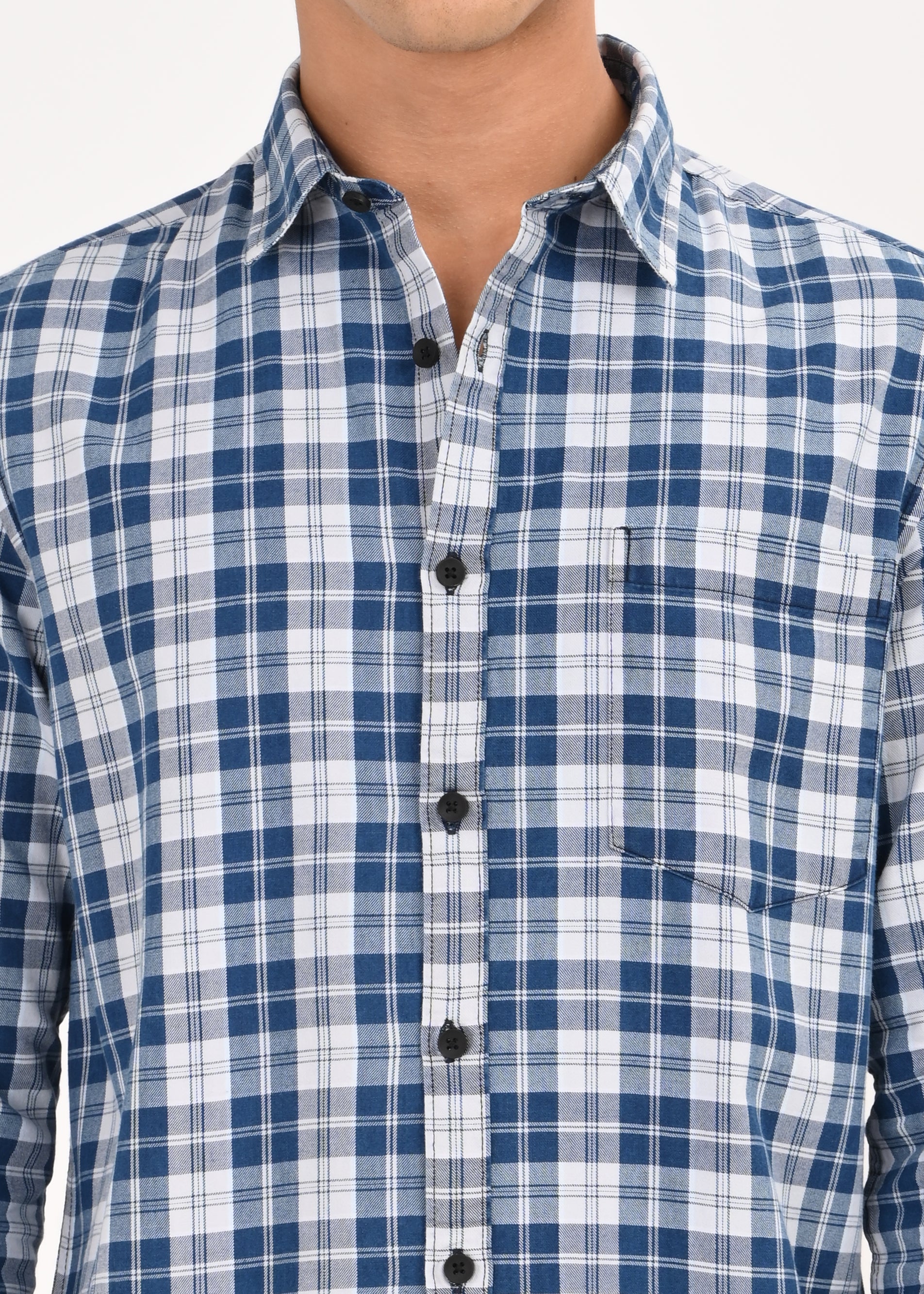 Men Blue Dyed Checked Shirt