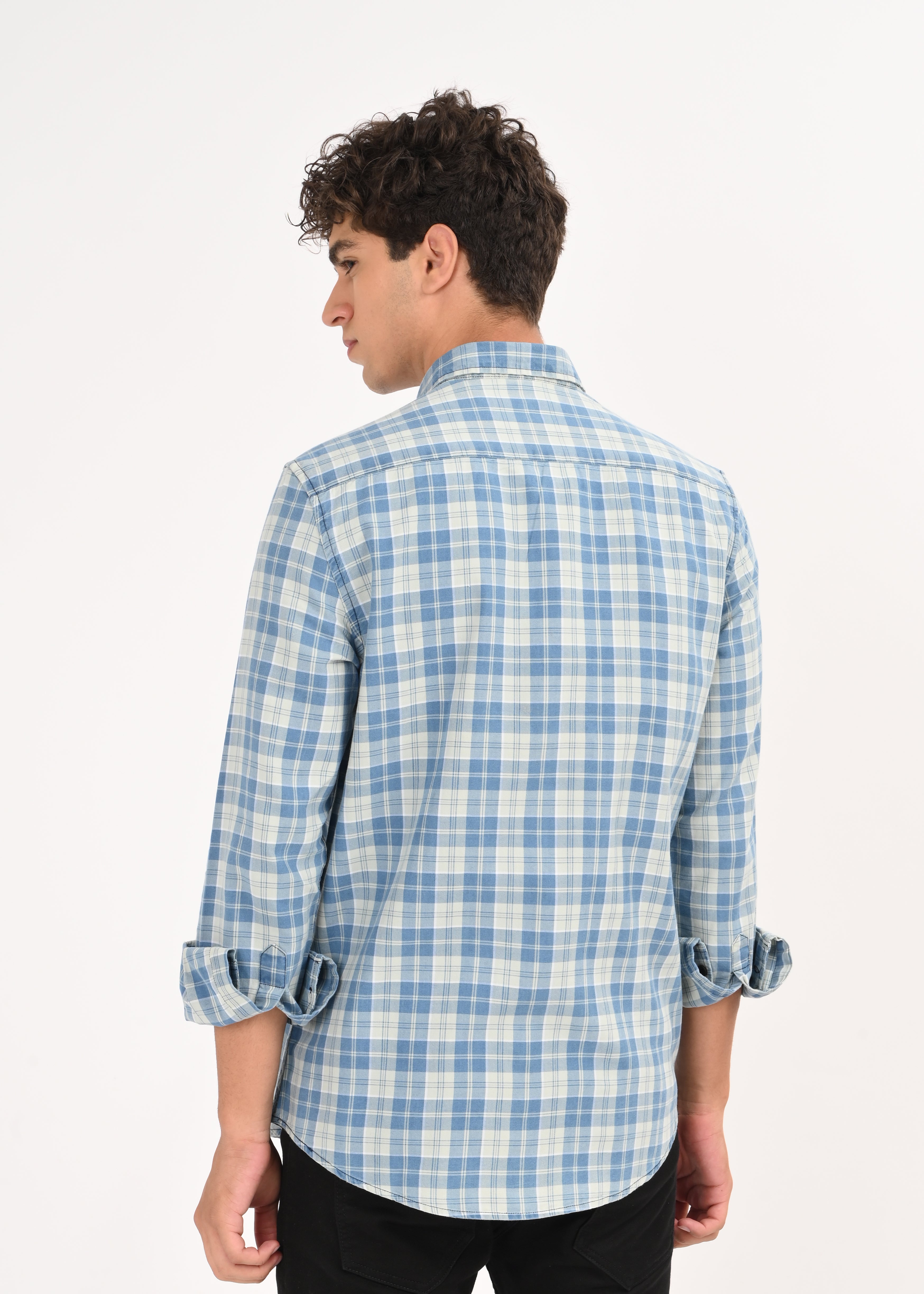 Men Indigo Dyed Checked Shirt