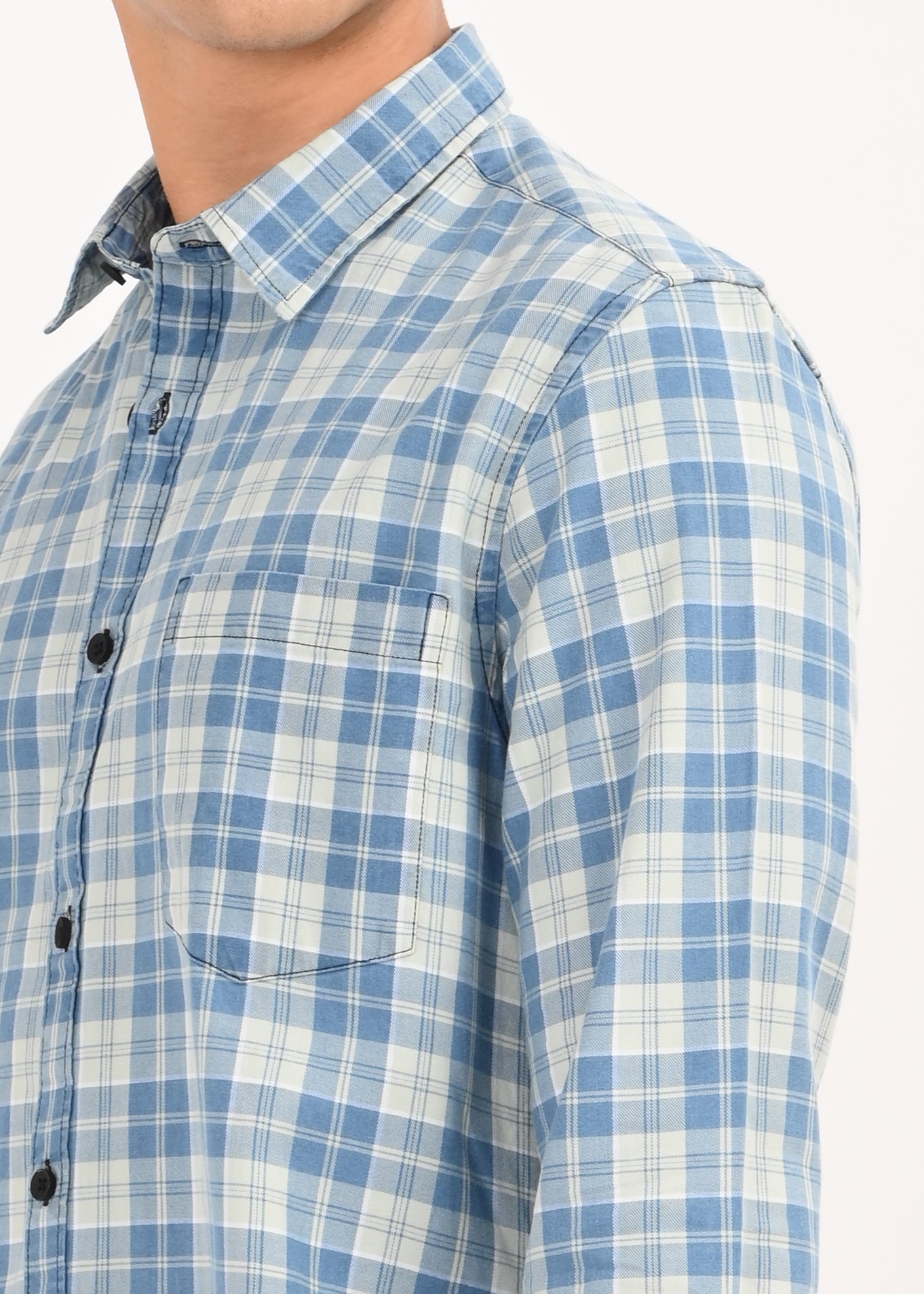 Men Indigo Dyed Checked Shirt