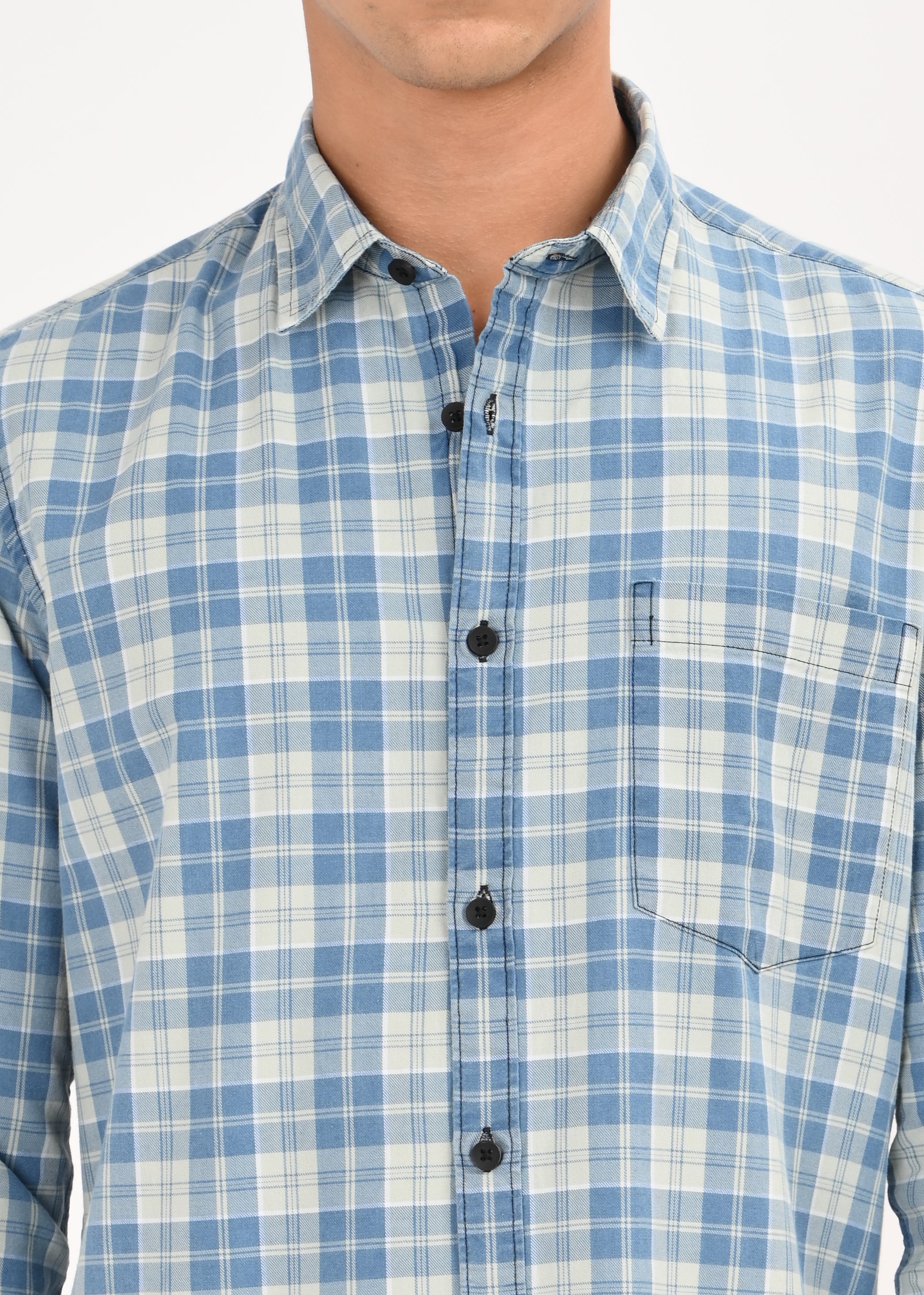Men Indigo Dyed Checked Shirt