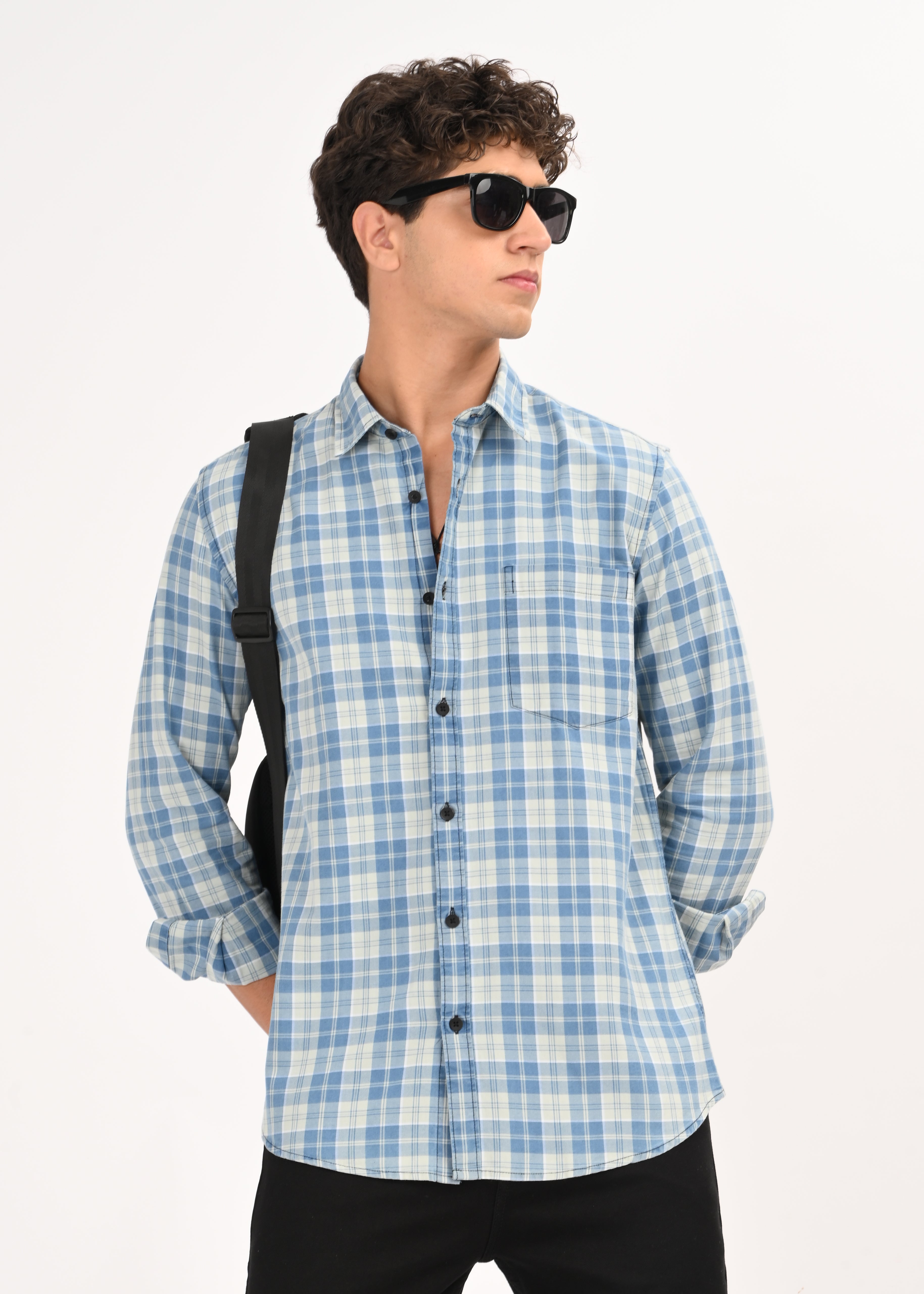 Men Indigo Dyed Checked Shirt