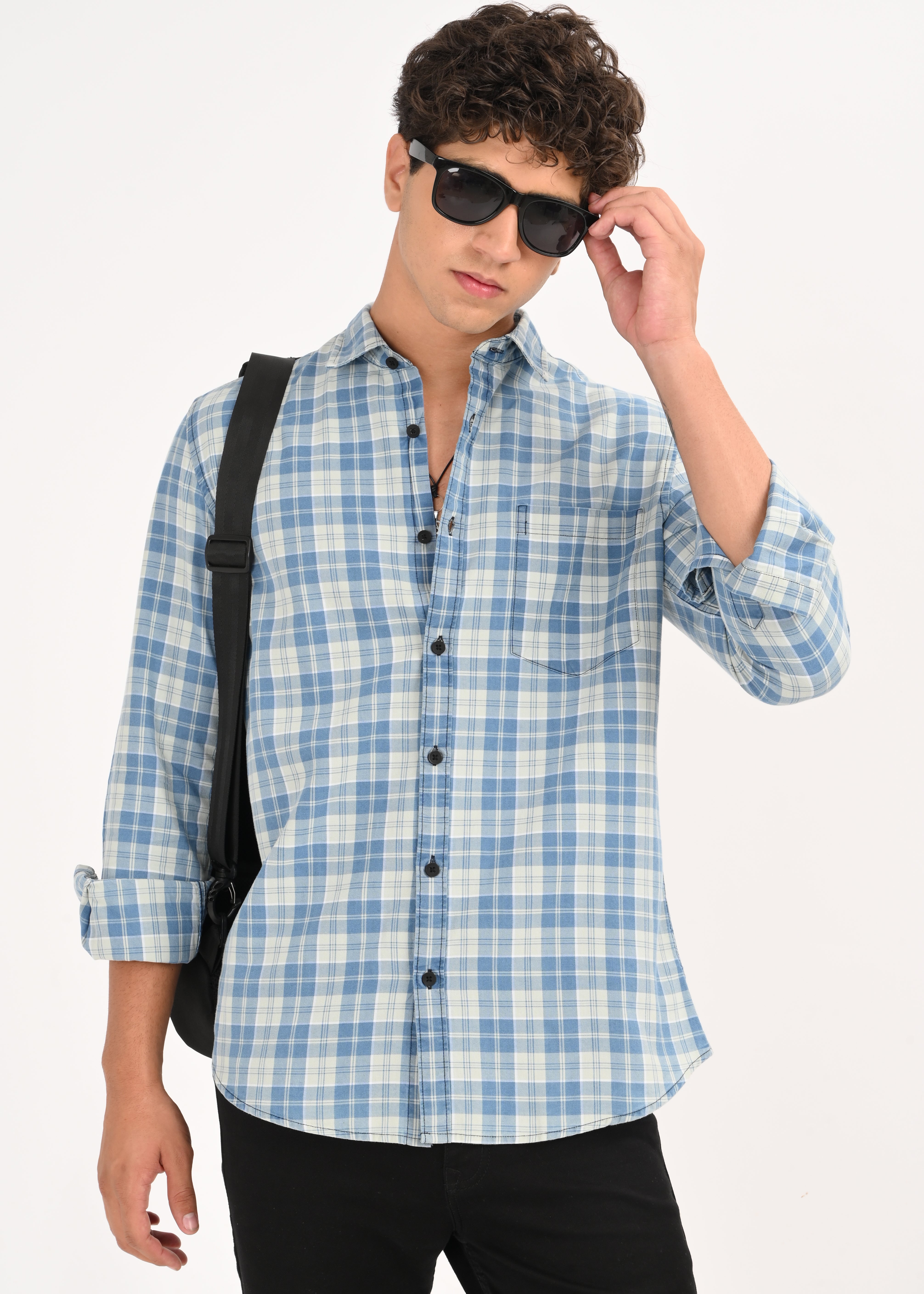 Men Indigo Dyed Checked Shirt