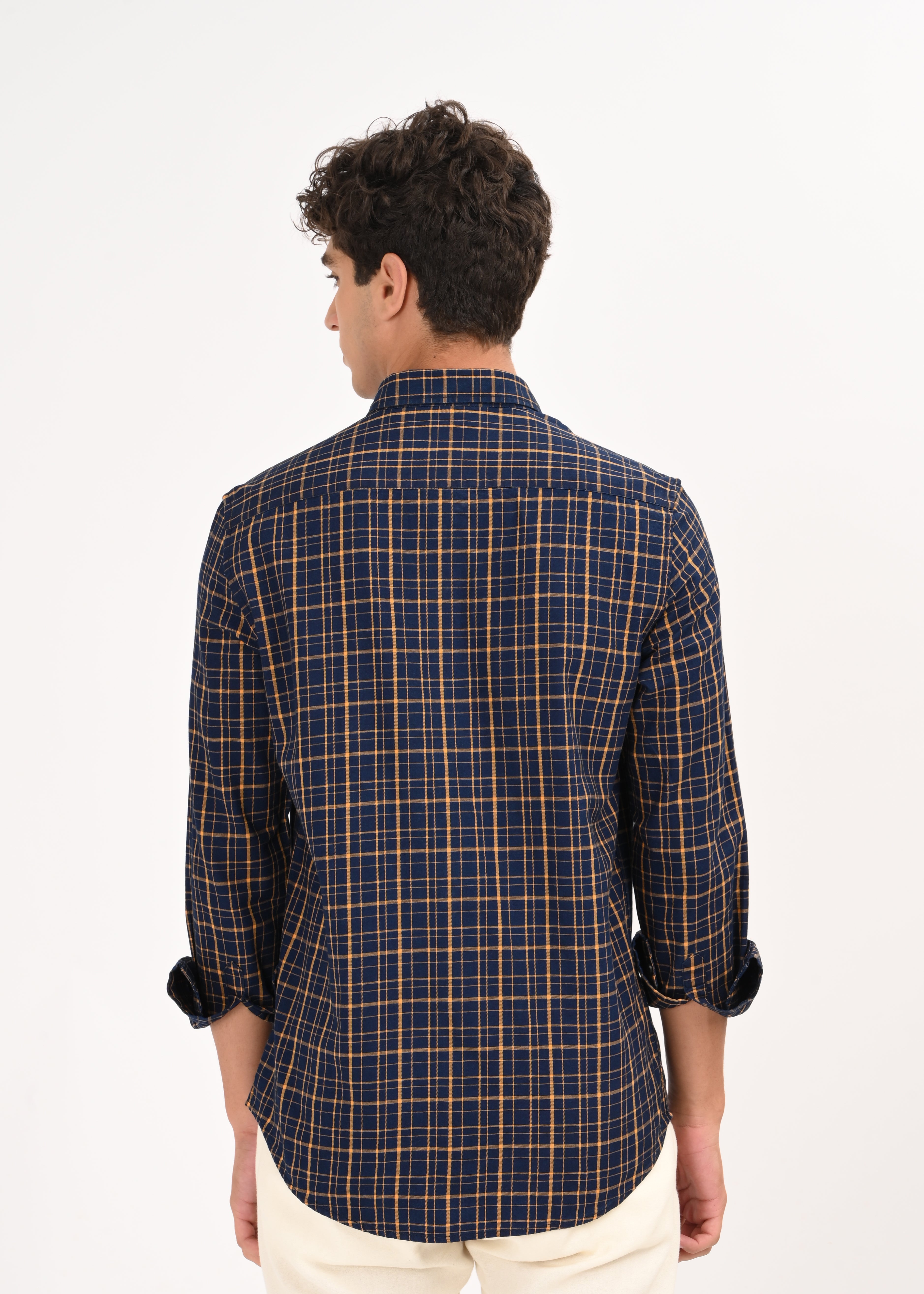 Men Navy Dyed Checked Shirt