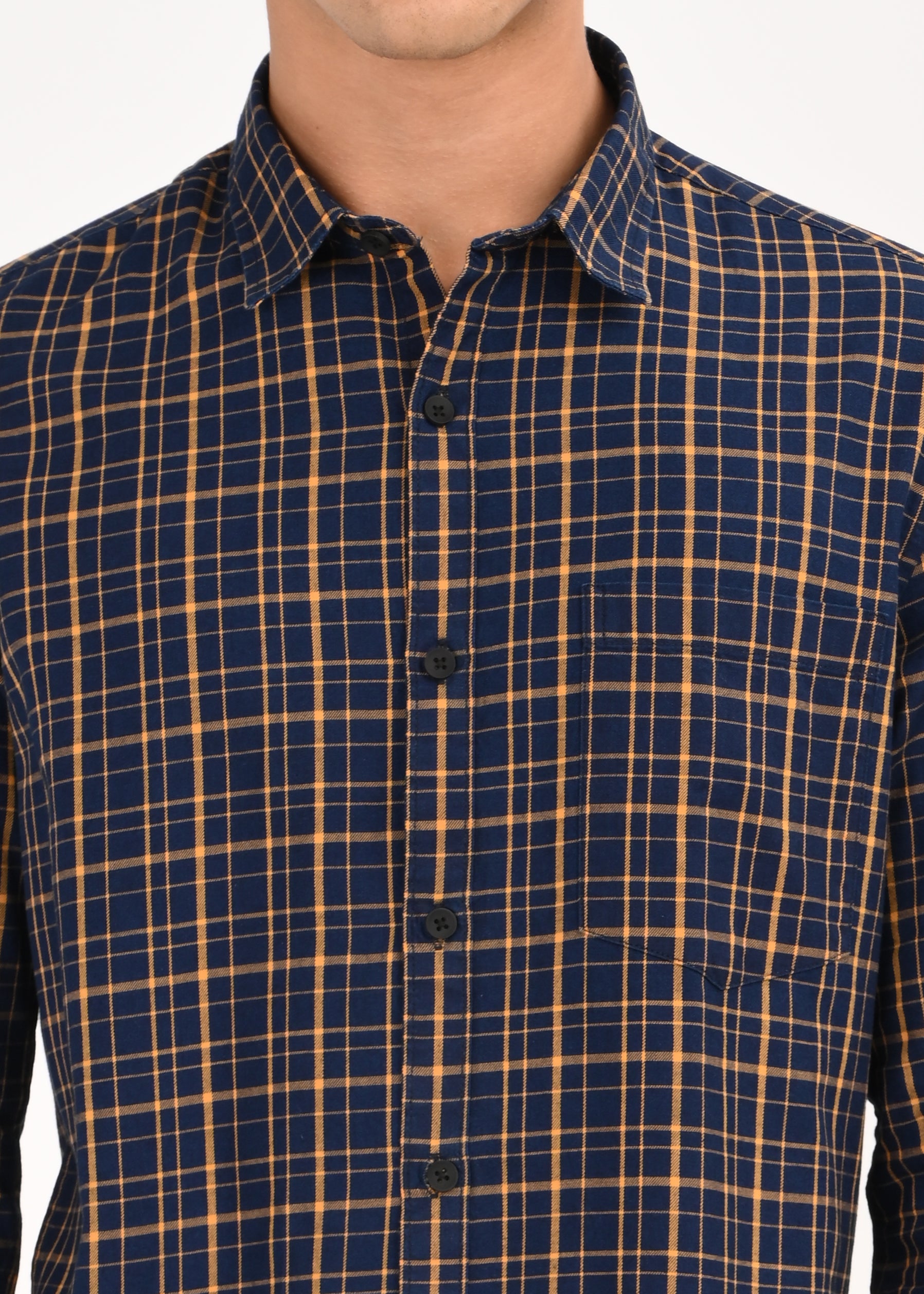 Men Navy Dyed Checked Shirt