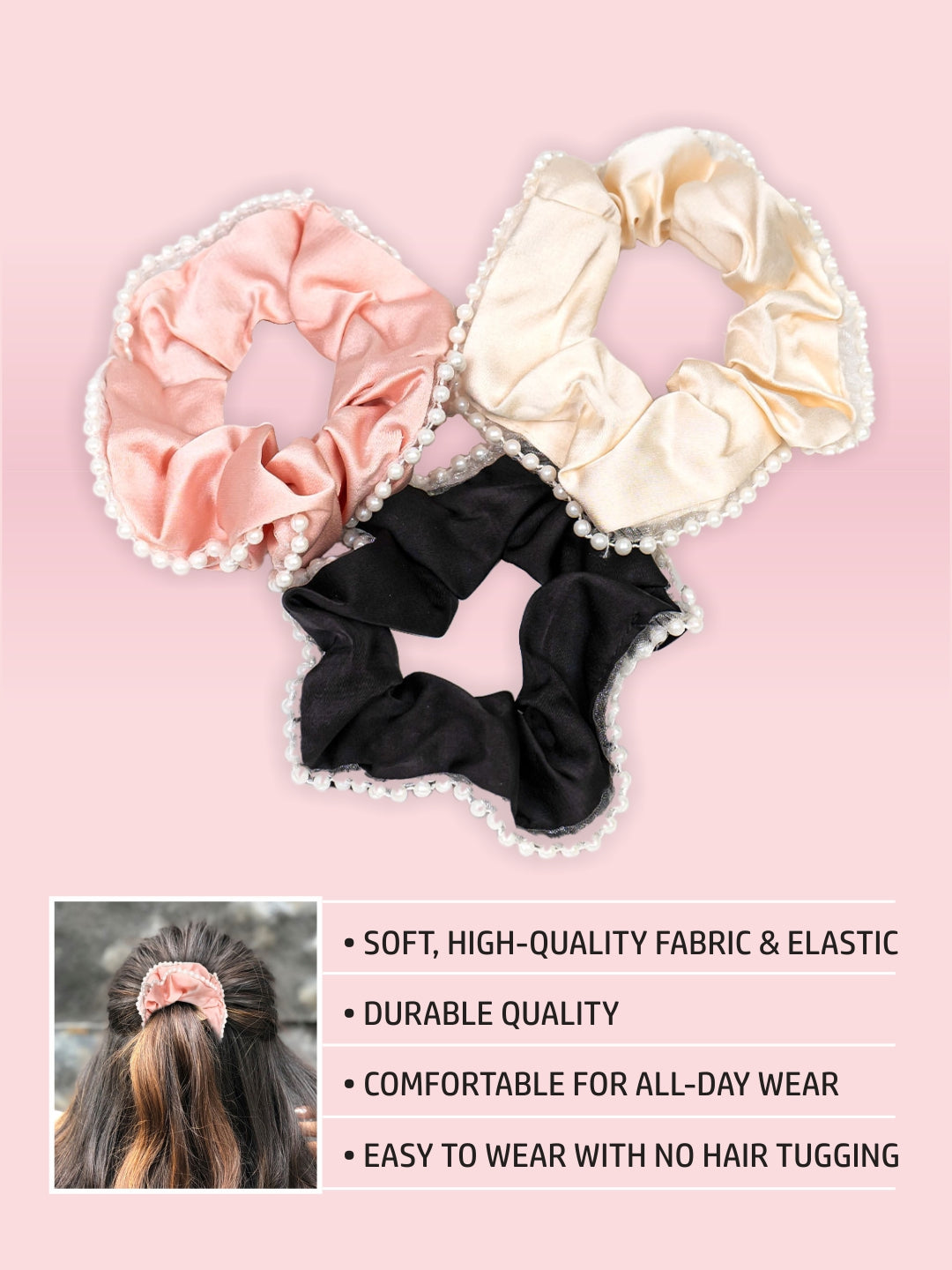 Pearl Scrunchies Set Of 3