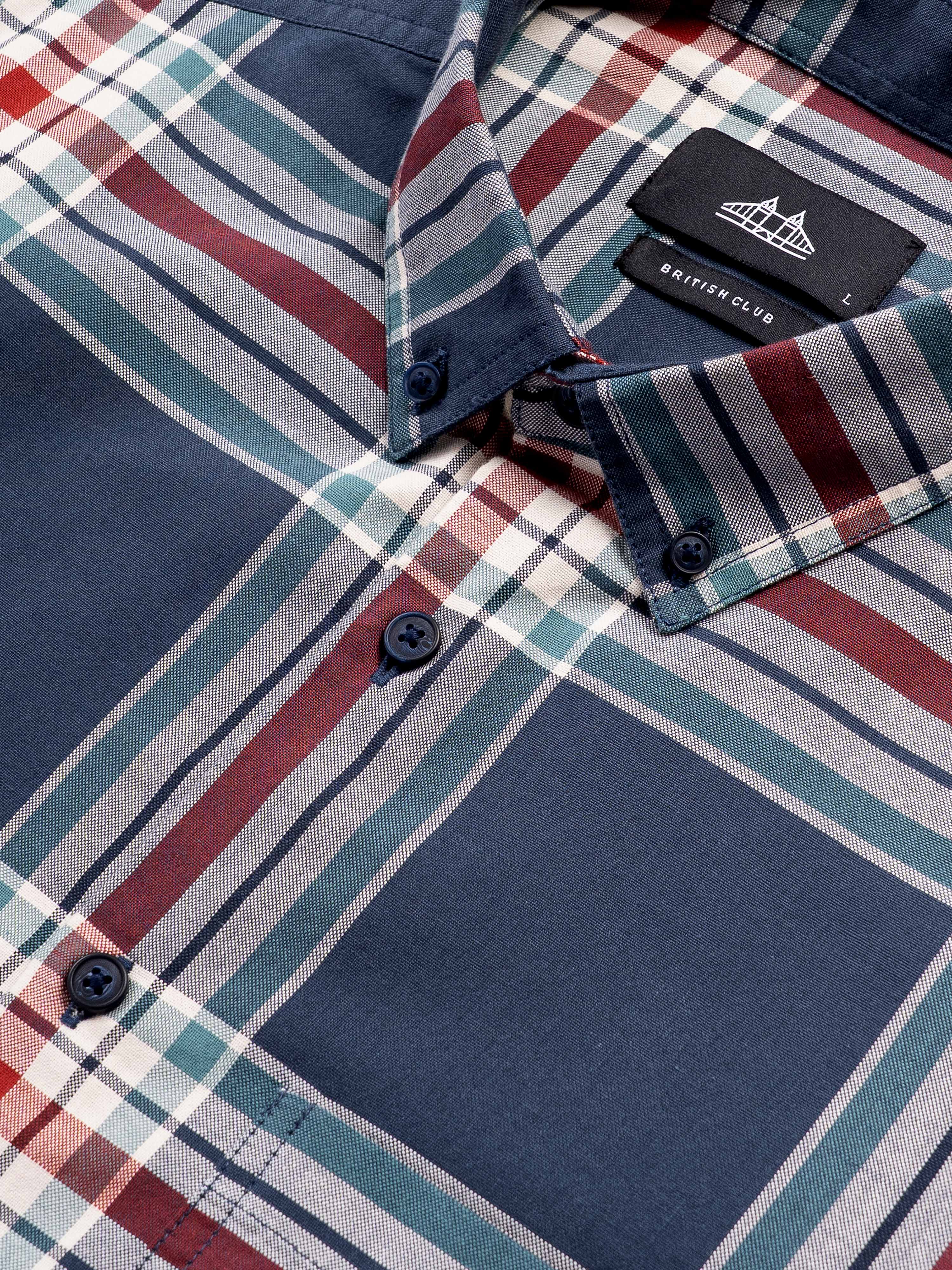 Men Navy Checked Shirt