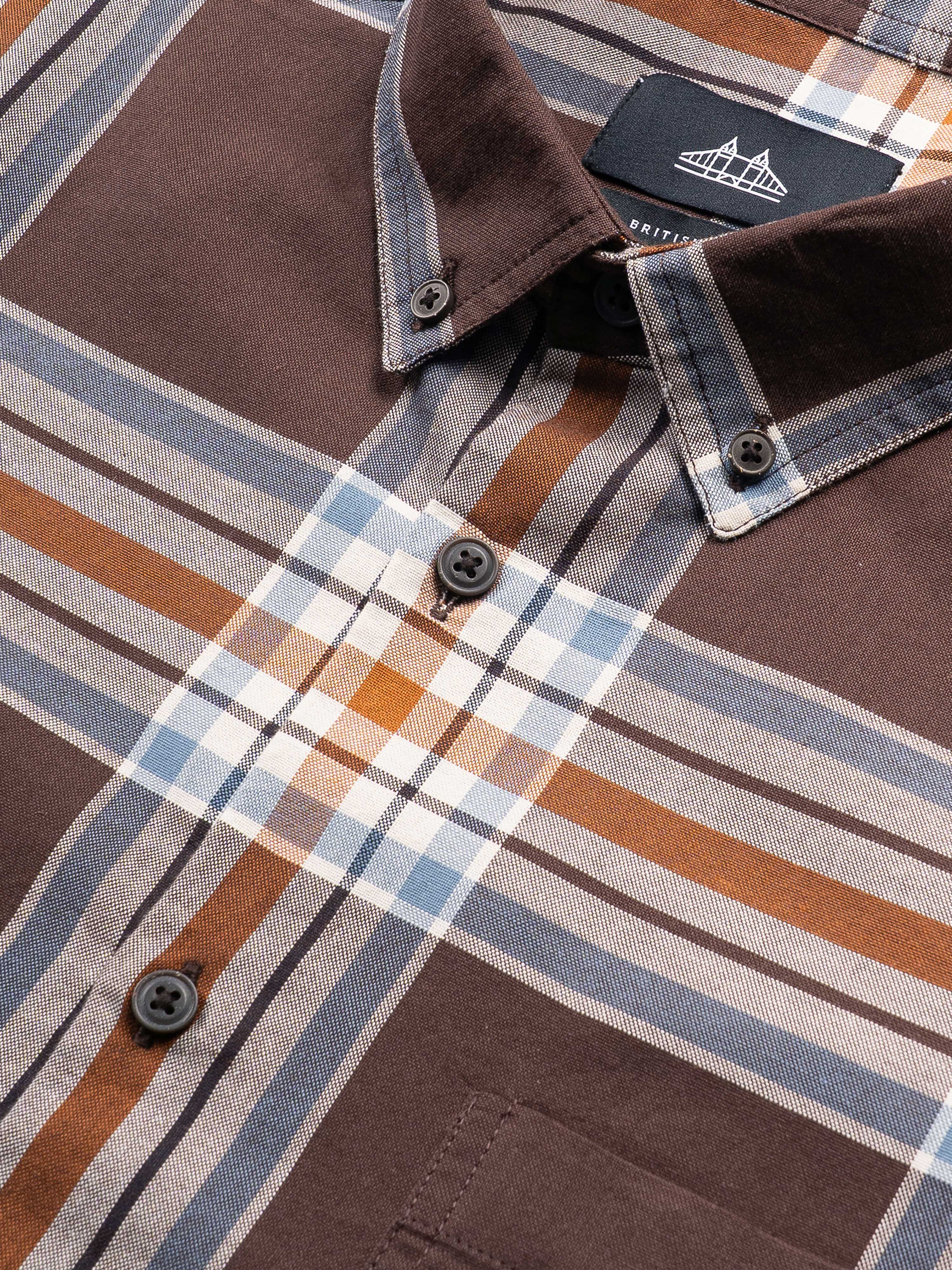 Men Brown Checked Shirt