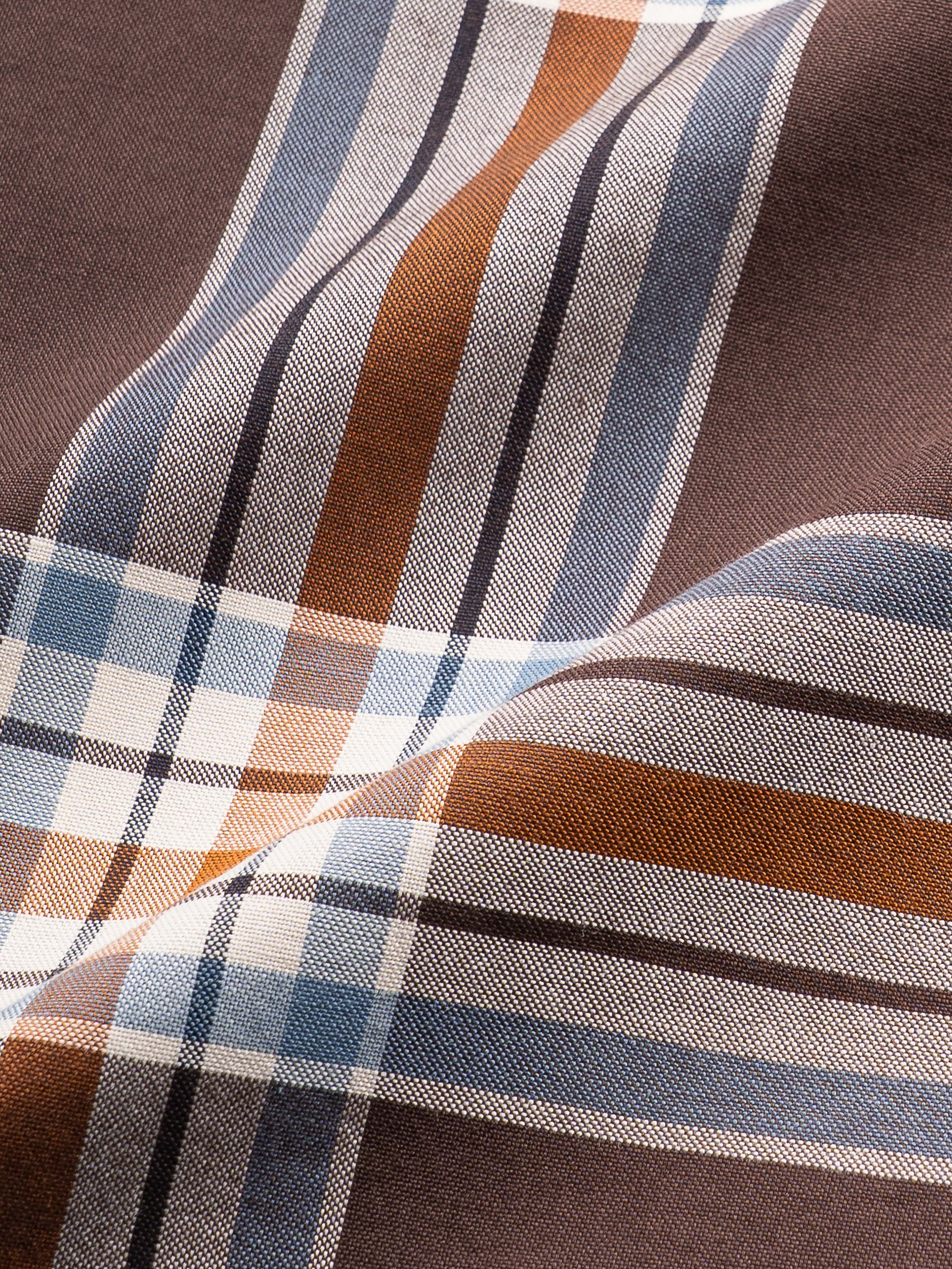 Men Brown Checked Shirt