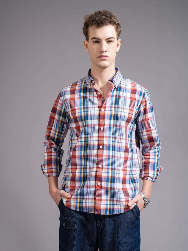 Men Multicolor Slim Fit Checked Shirt