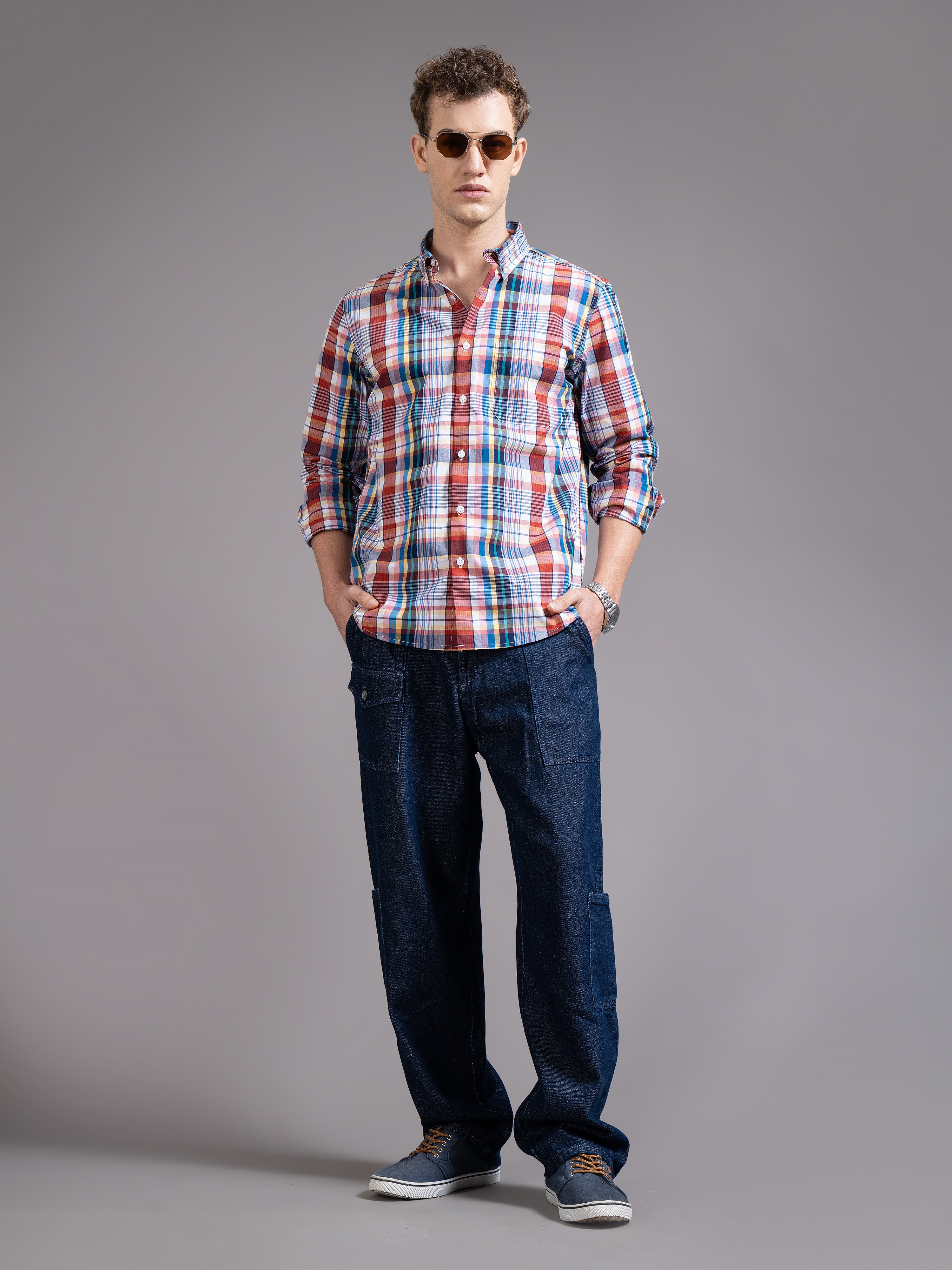 Men Multicolor Slim Fit Checked Shirt