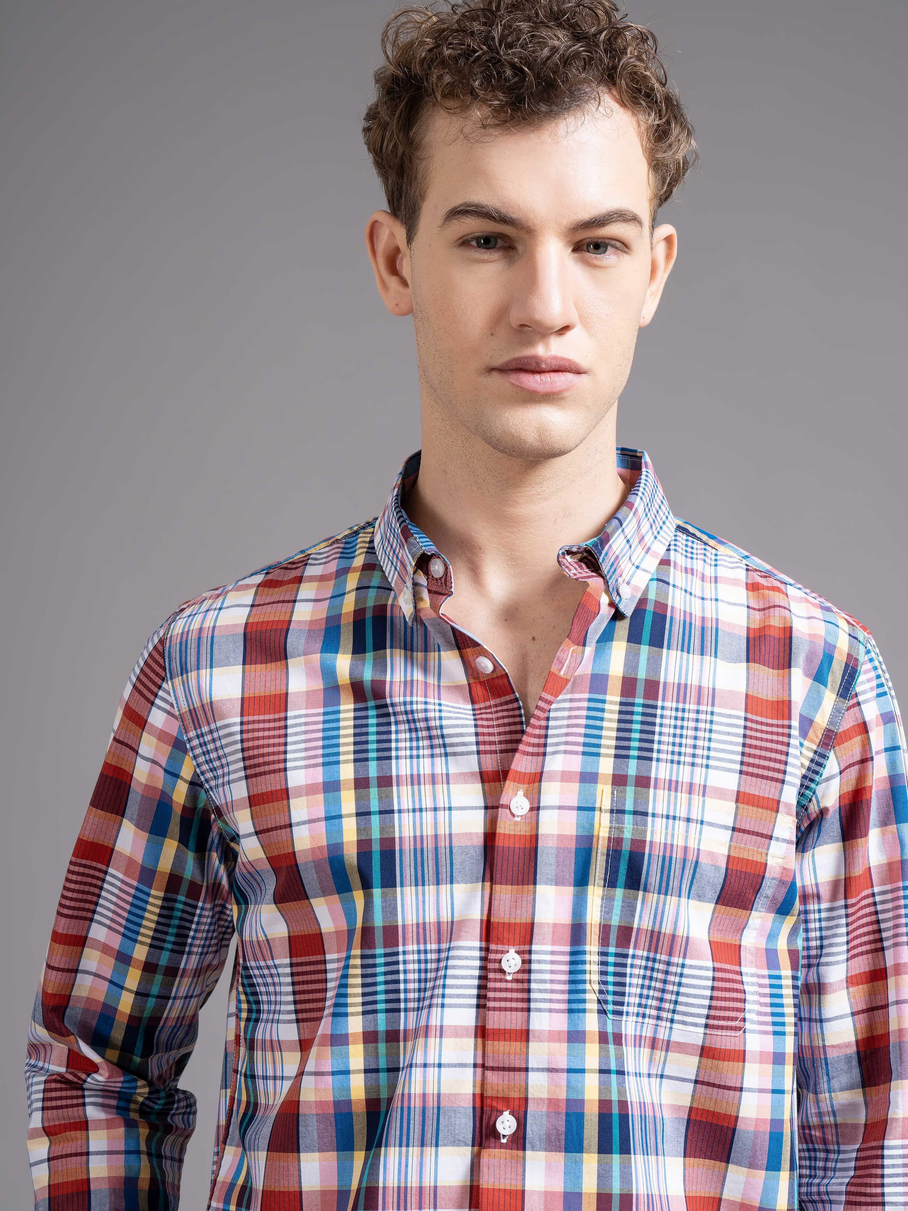 Men Multicolor Slim Fit Checked Shirt