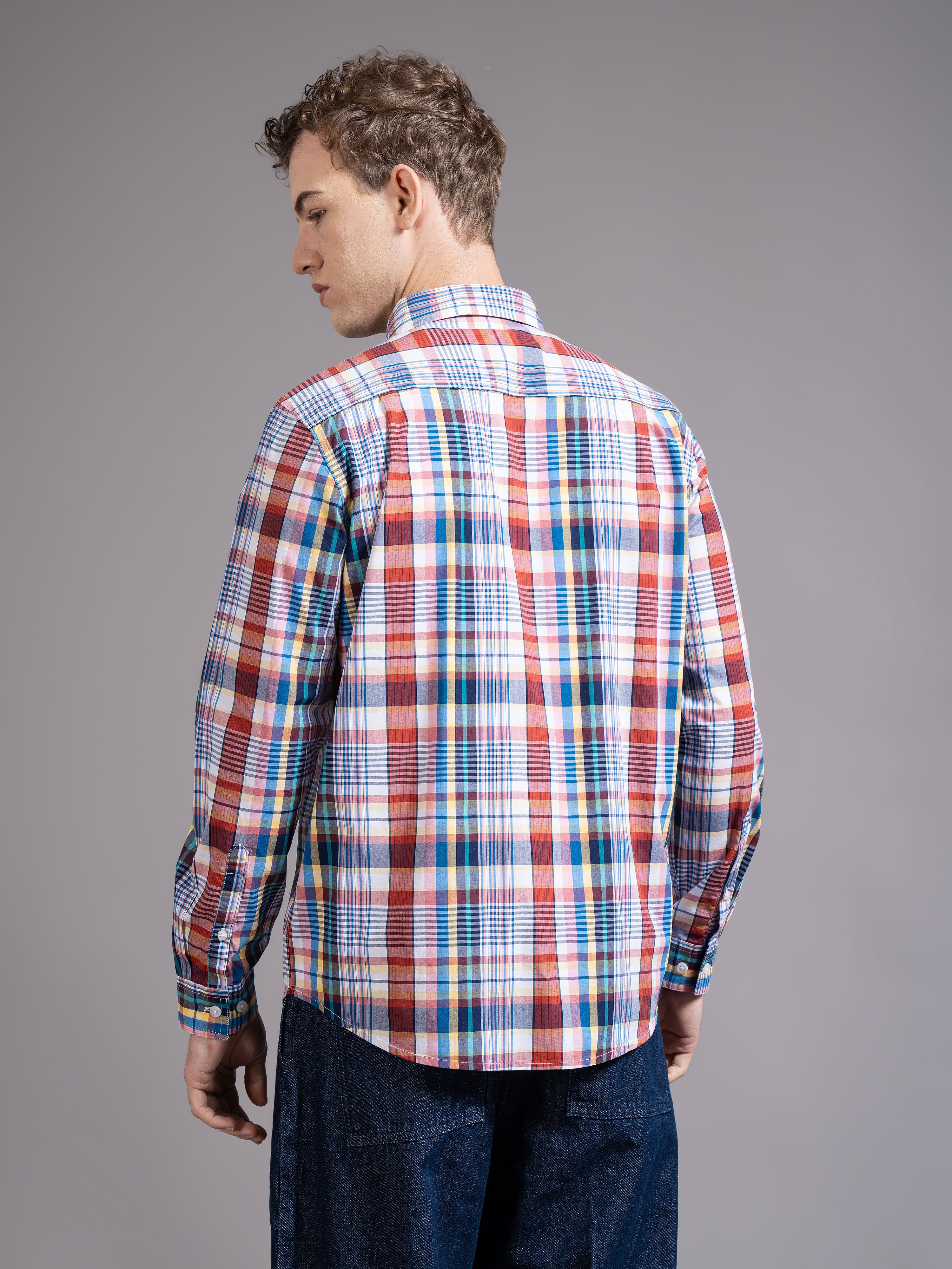 Men Multicolor Slim Fit Checked Shirt