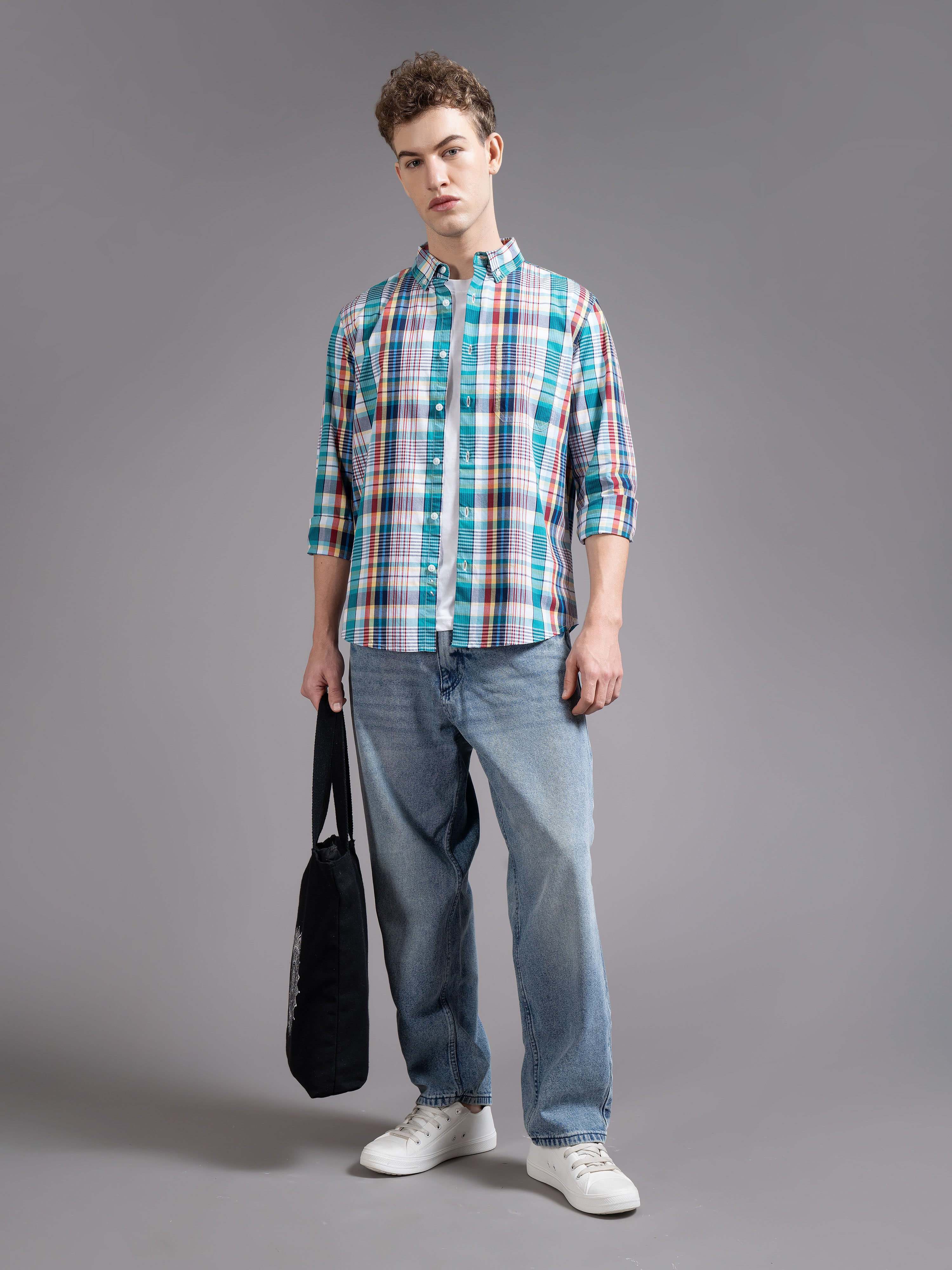 Men Multicolor Checked Shirt