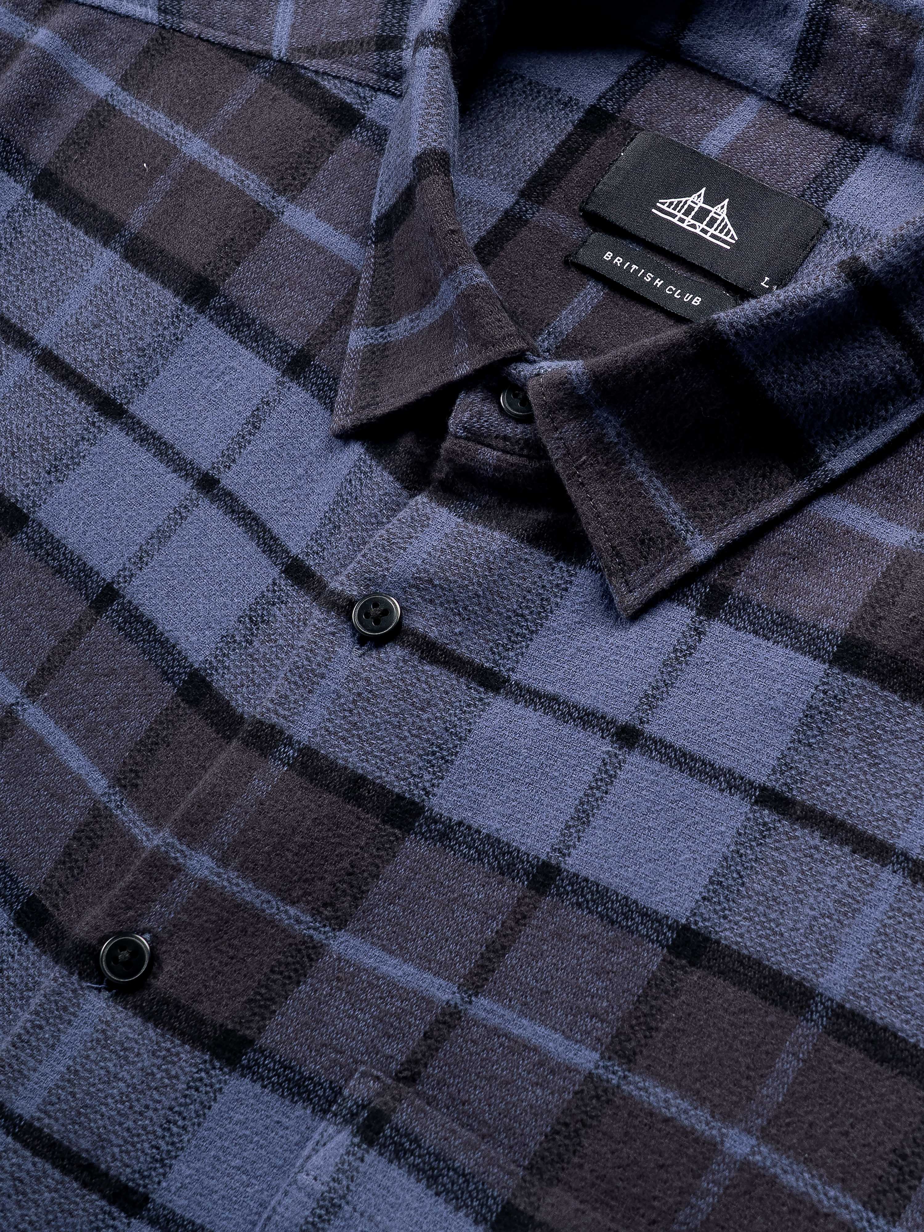 Men Navy Checked Shirt