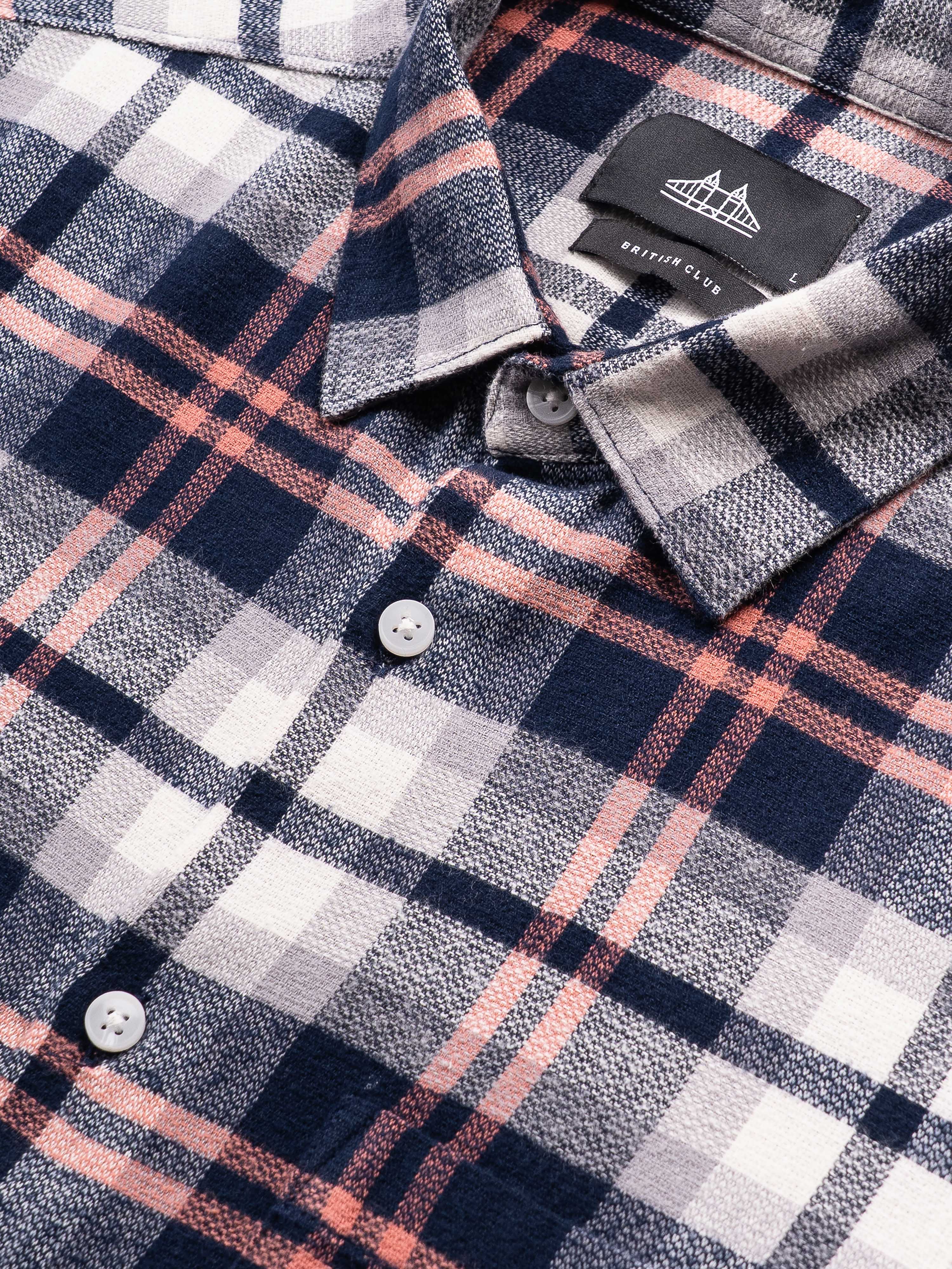 Men Navy Checked Shirt