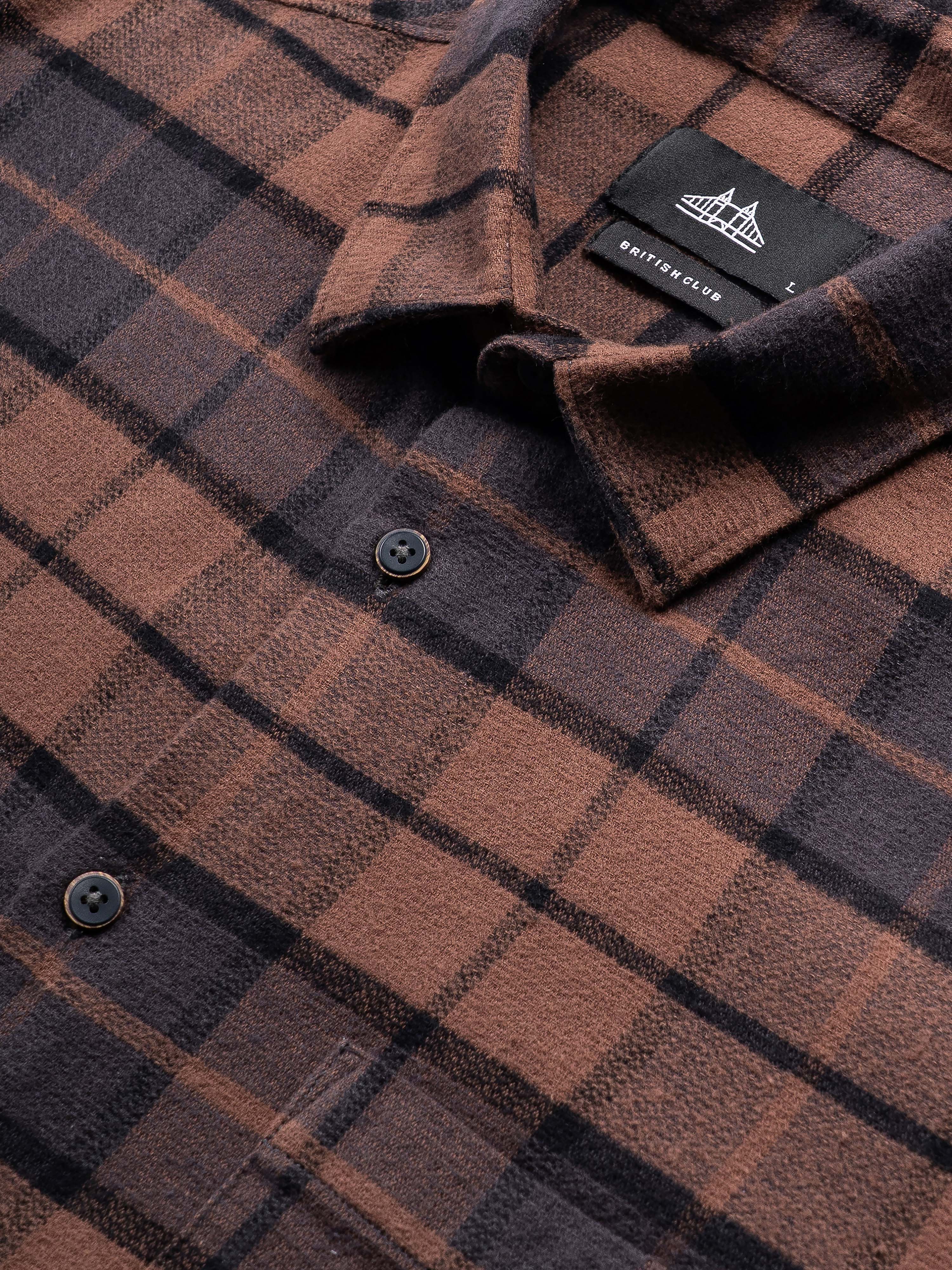 Men Brown Checked Shirt
