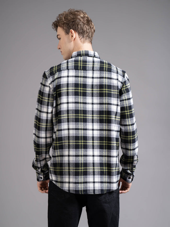 Men Green Checked Shirt