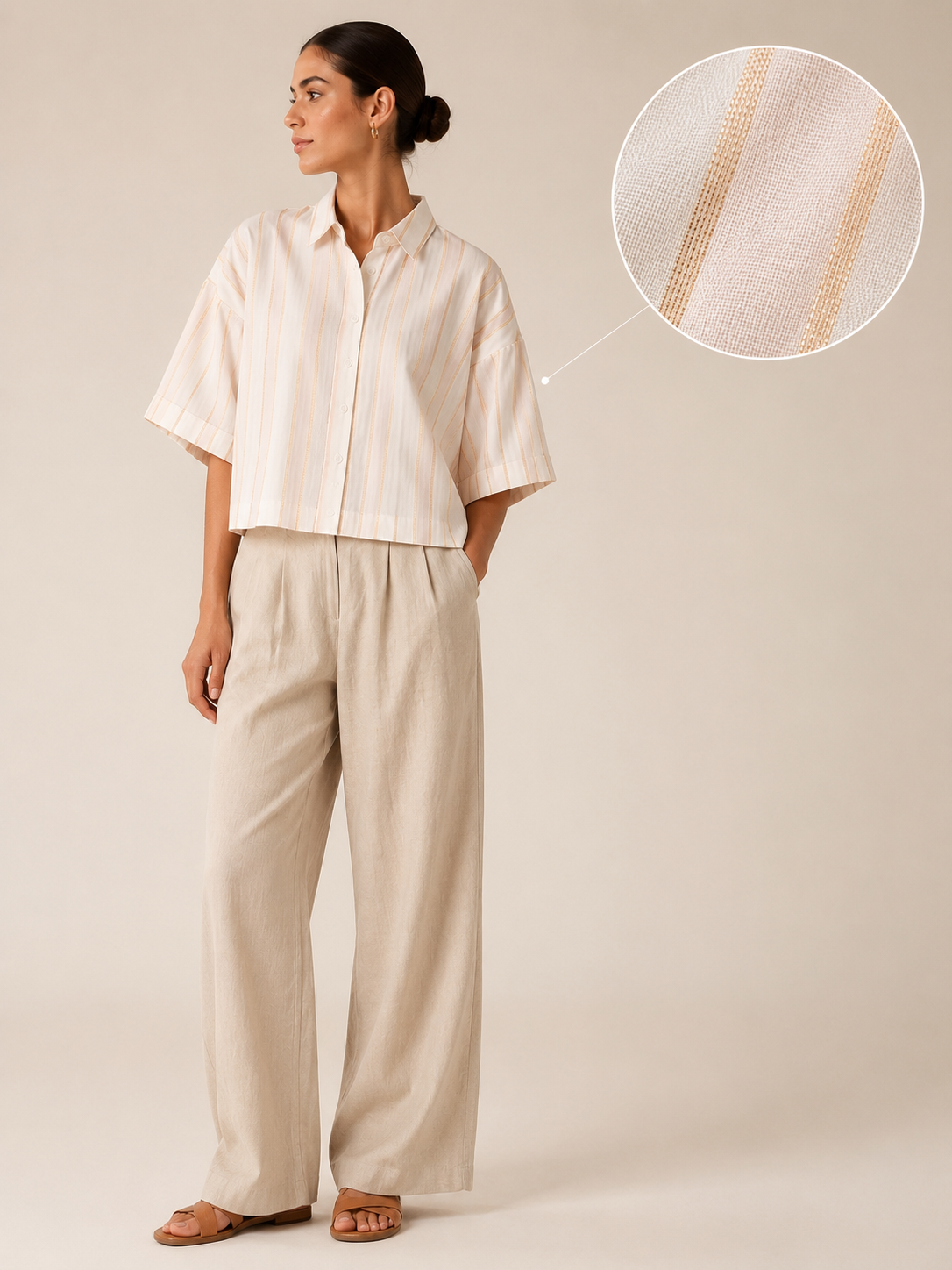 Women Peach Resort Stripe Shirt