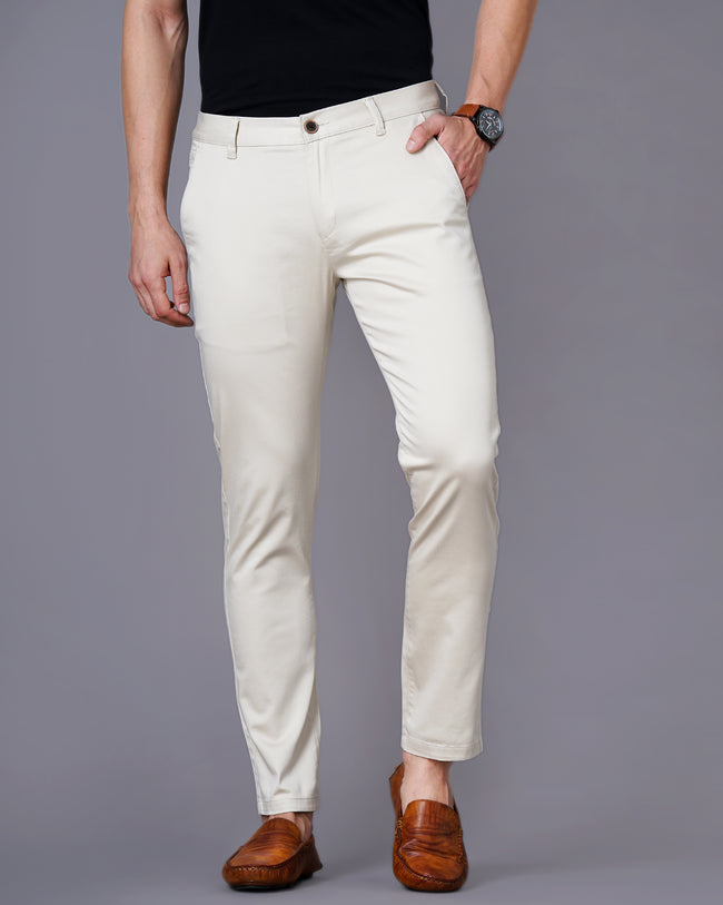 Men Cream Trousers