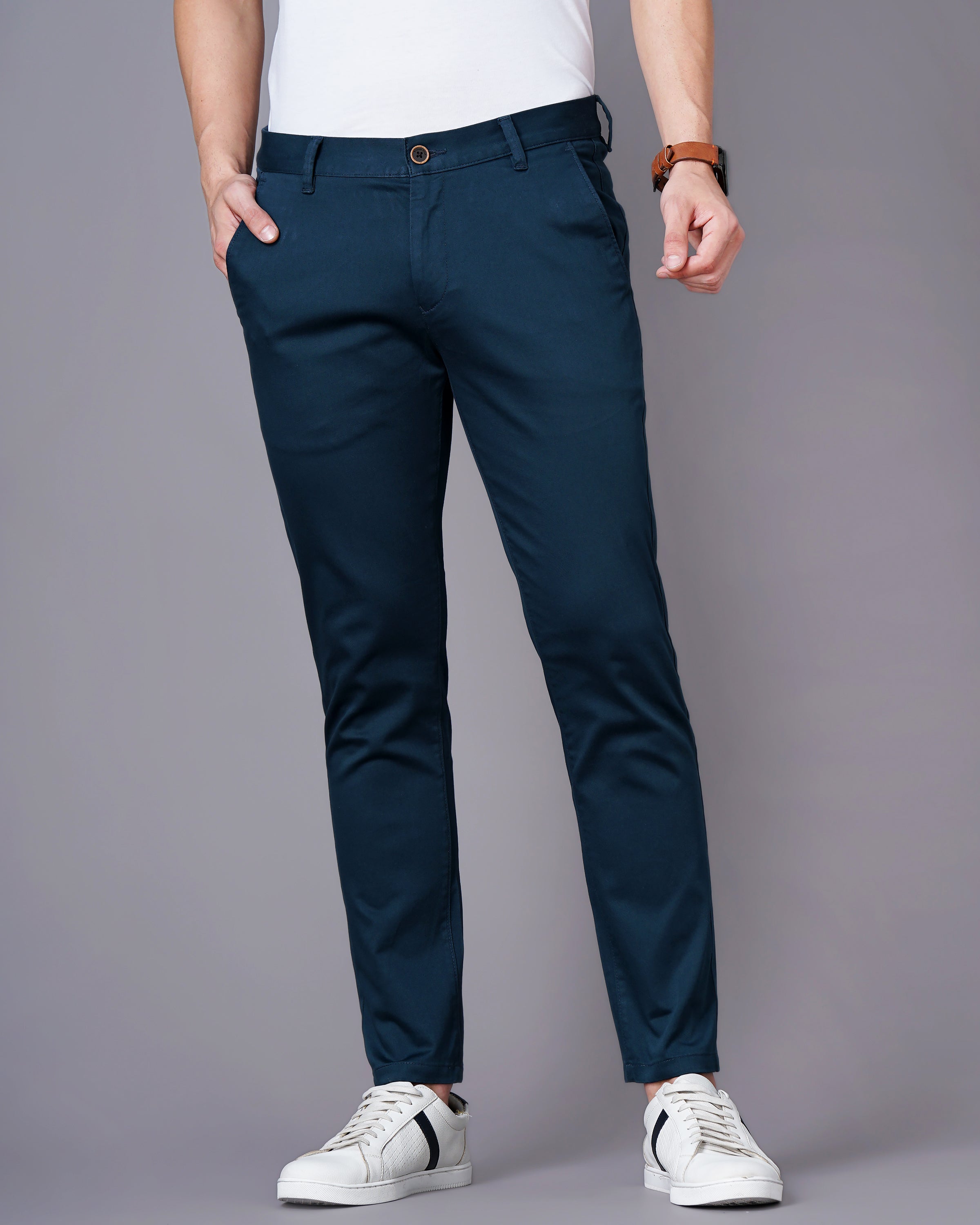 Men Teal Trousers