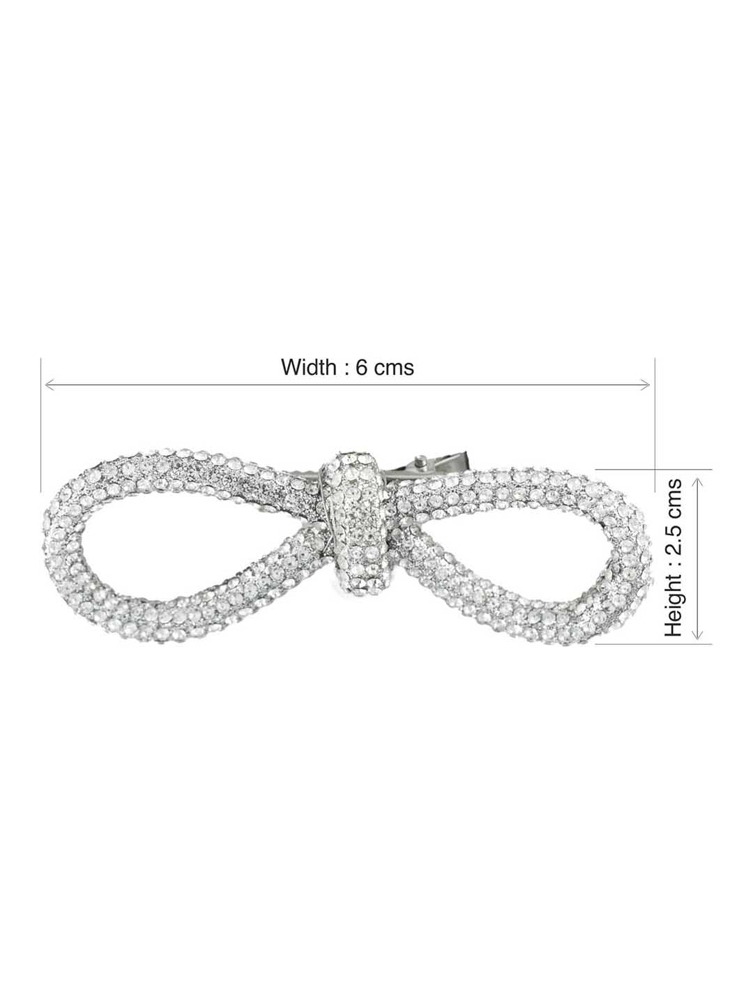 Women Silver Crystal Hair Bow Alligator Clip