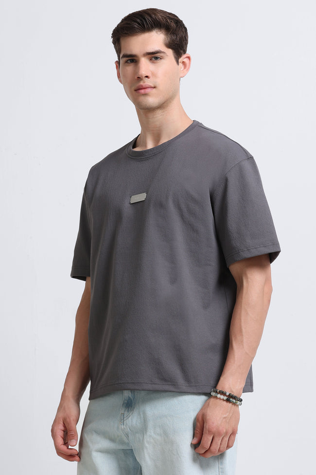 Men Grey Crew Neck T-Shirt