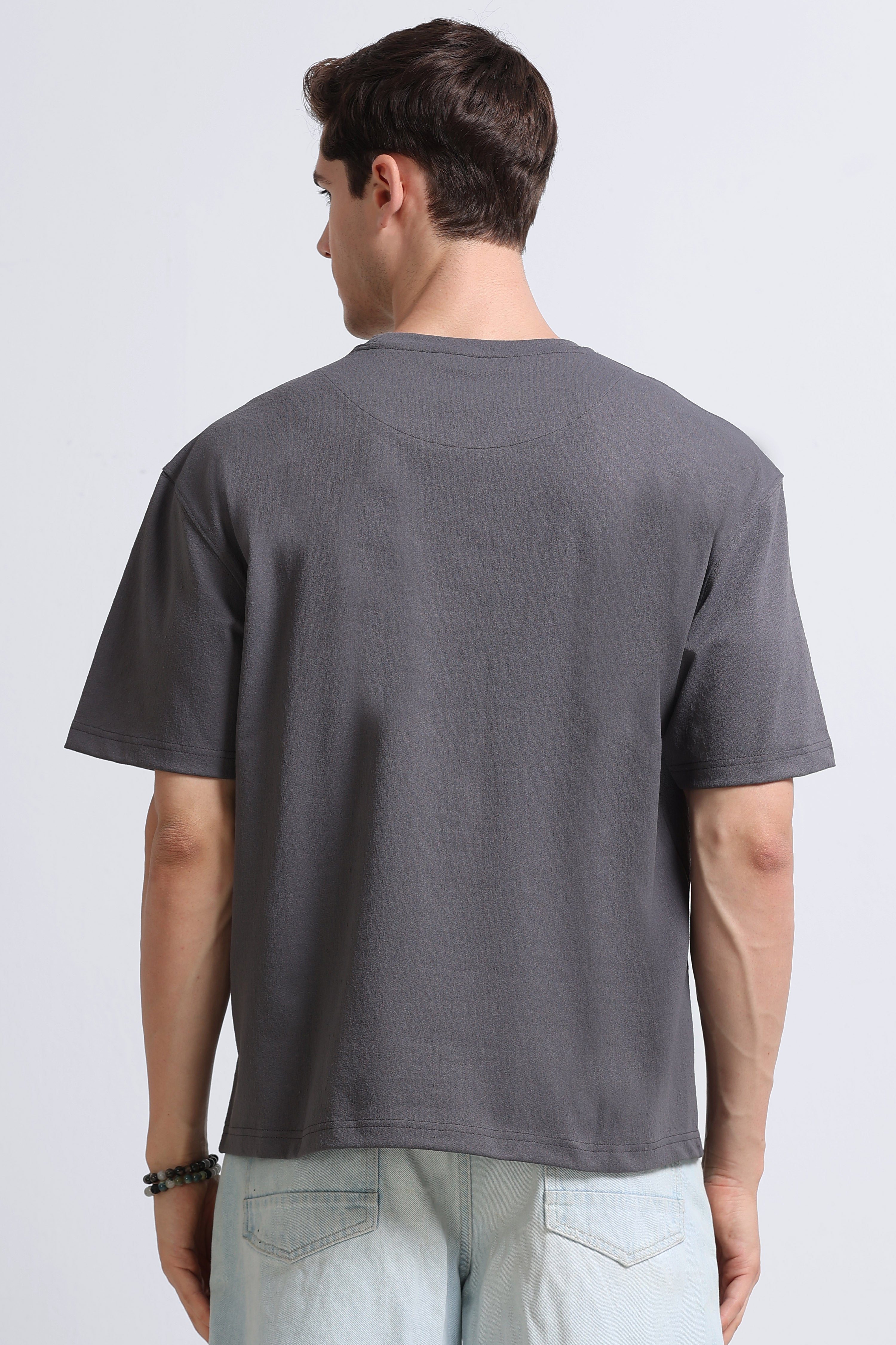 Men Grey Crew Neck T-Shirt