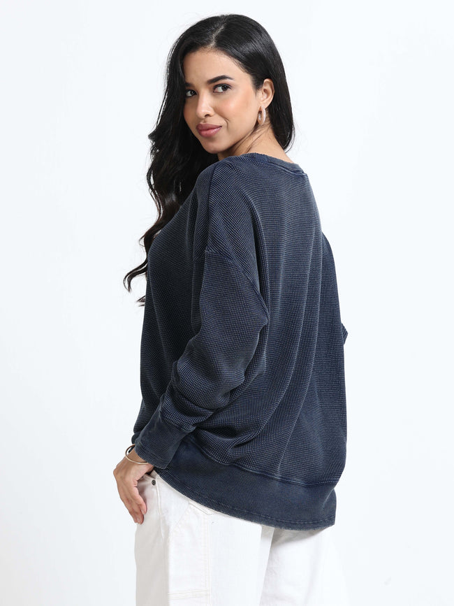 Women Waffle Textured Sweater