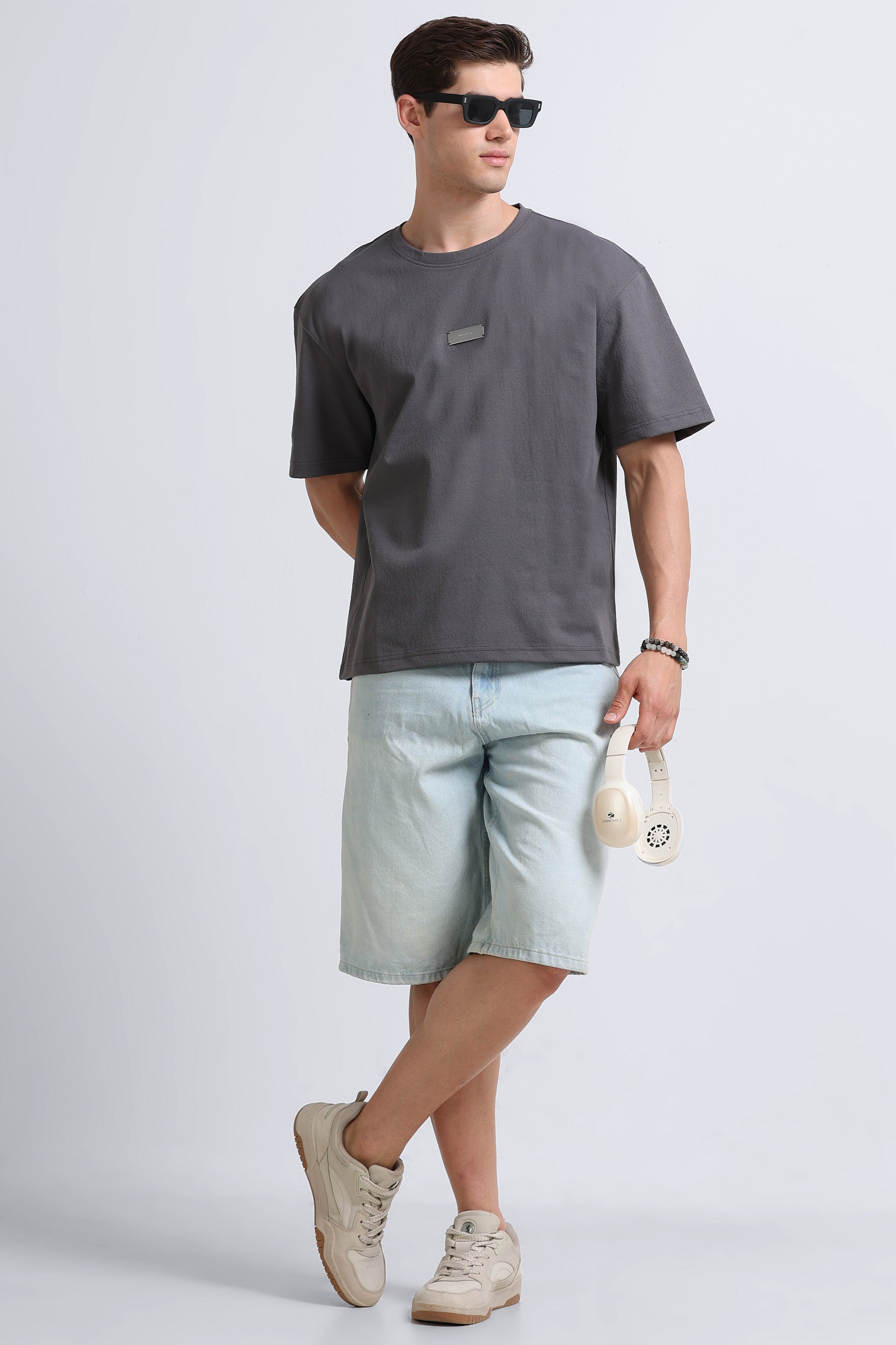 Men Grey Crew Neck T-Shirt
