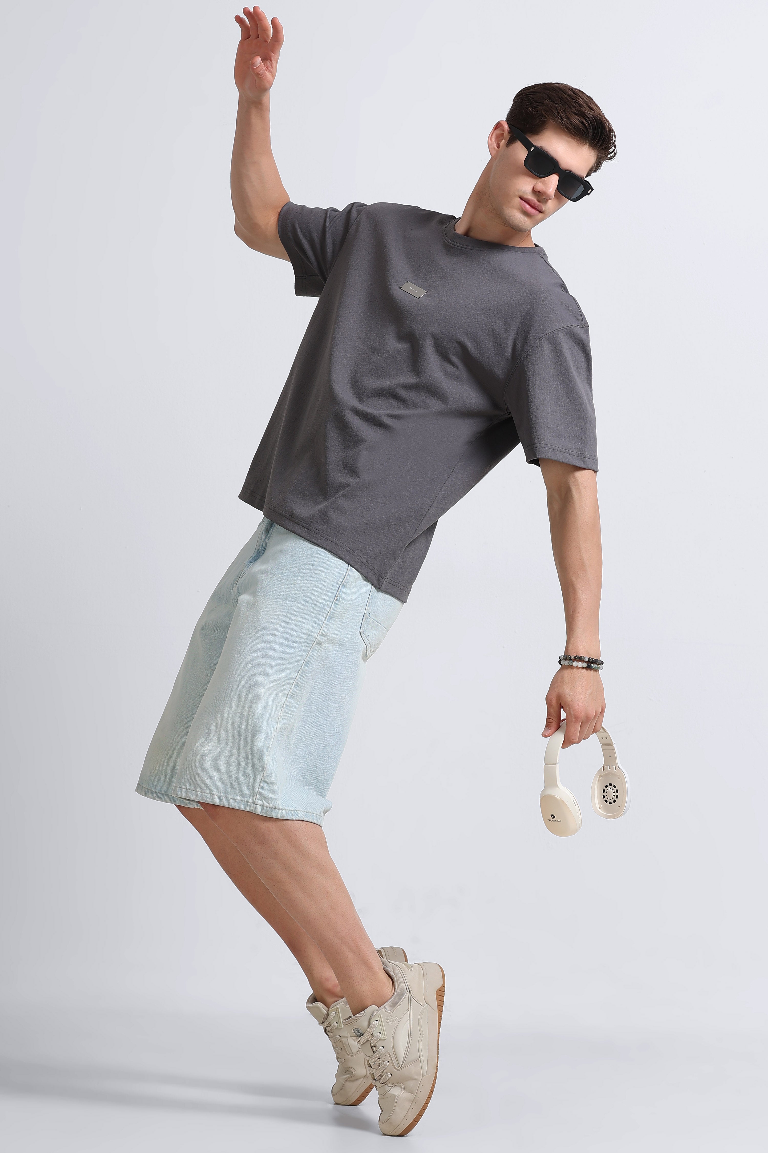 Men Grey Crew Neck T-Shirt