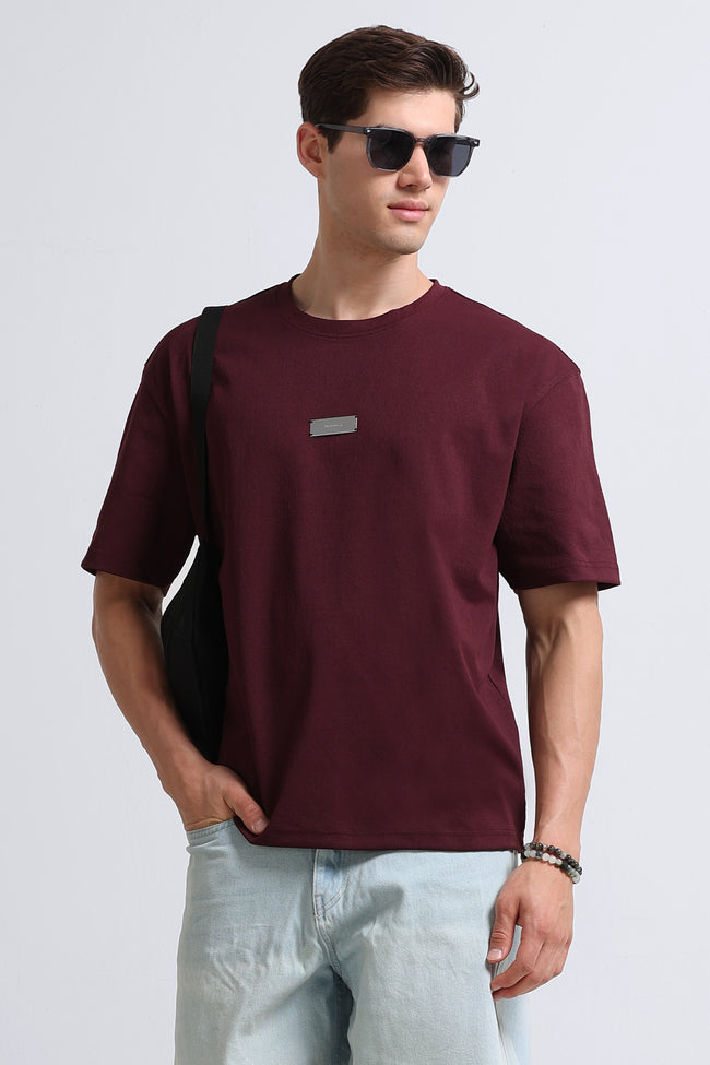 Men Maroon Crew Neck T-Shirt